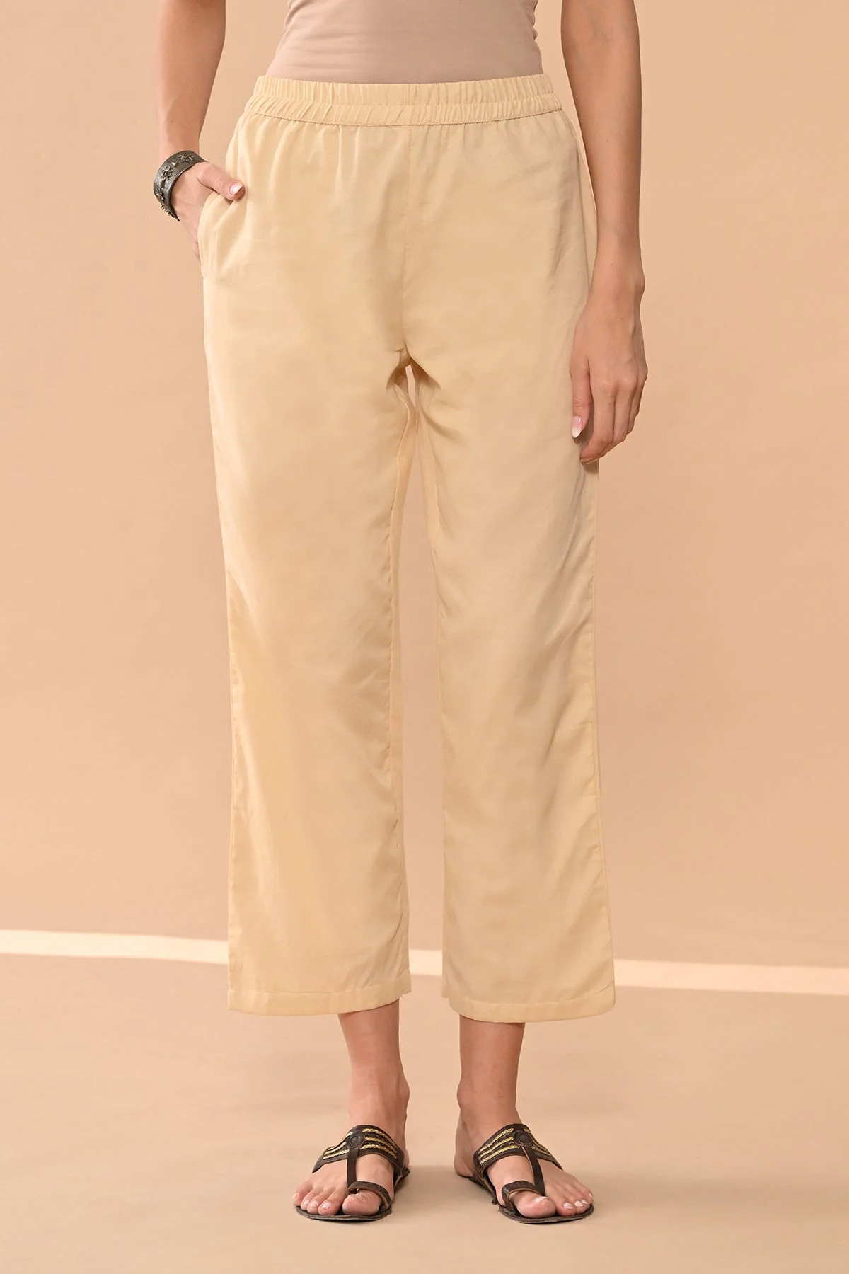 Beige Embroidered Kurta 3 Pcs Set - Image 8
