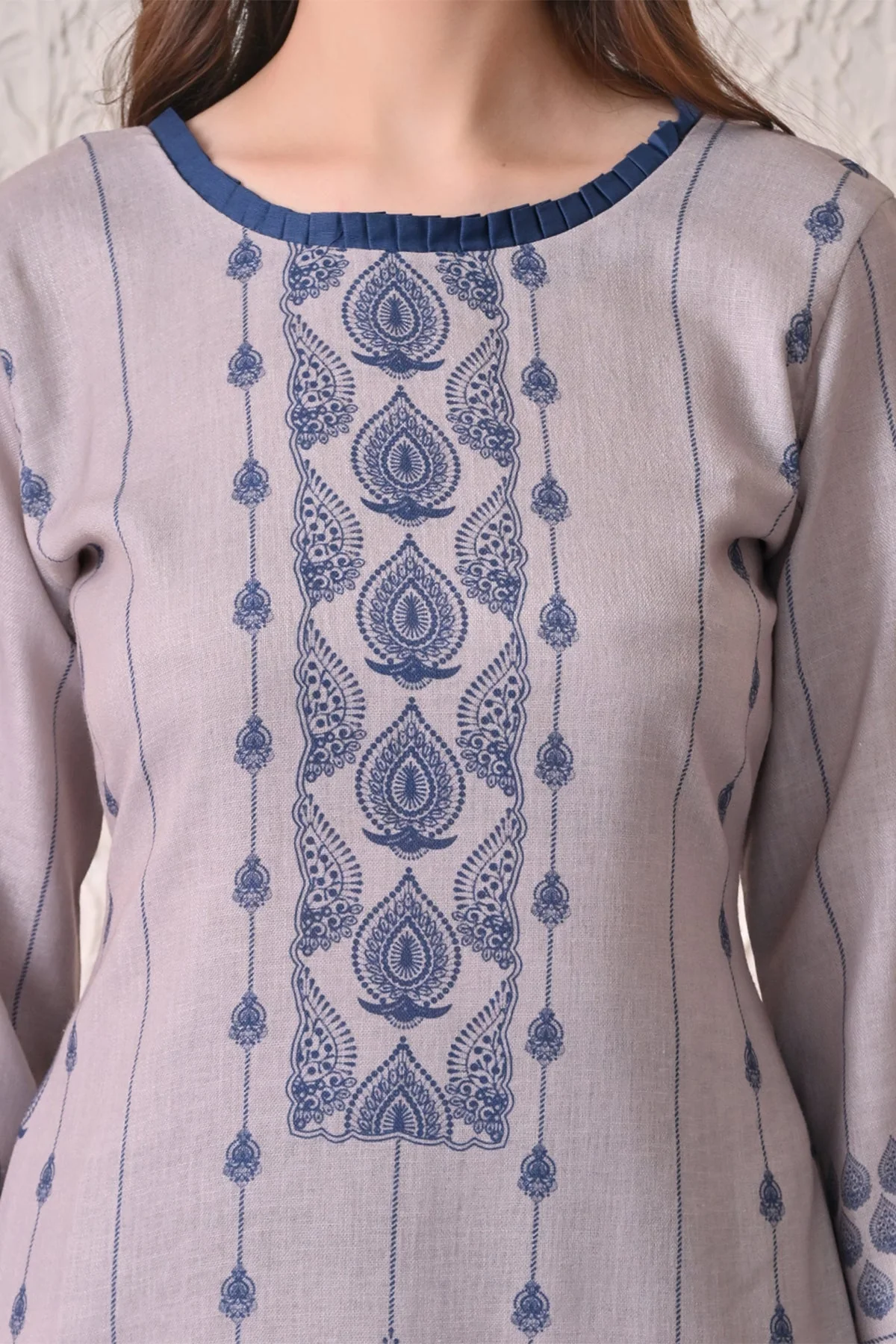 Beige Printed Kurta 3 Pcs Set - Image 4