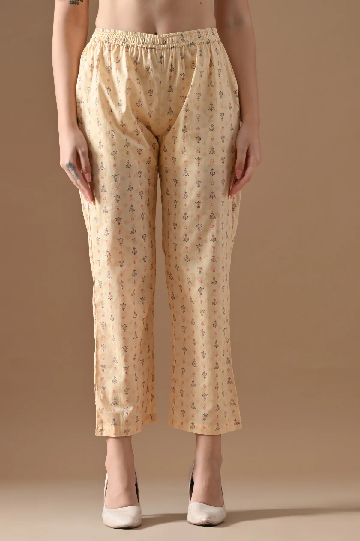 Beige Printed Kurta 3 Pcs Set - Image 6