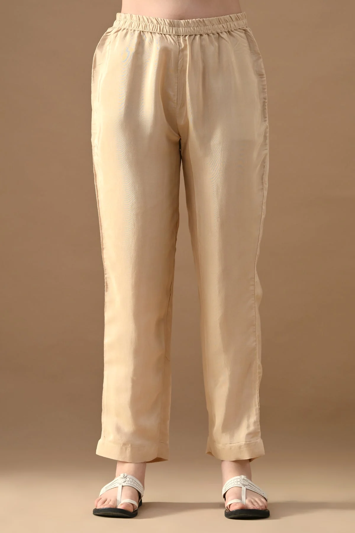 Beige Stone Embellished Kurta 3 Pcs Set - Image 6