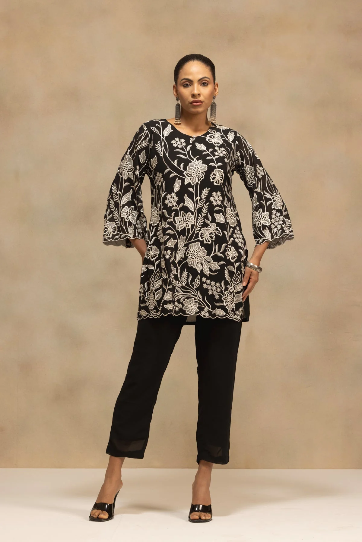 Black Embroidered Co-Ord Set
