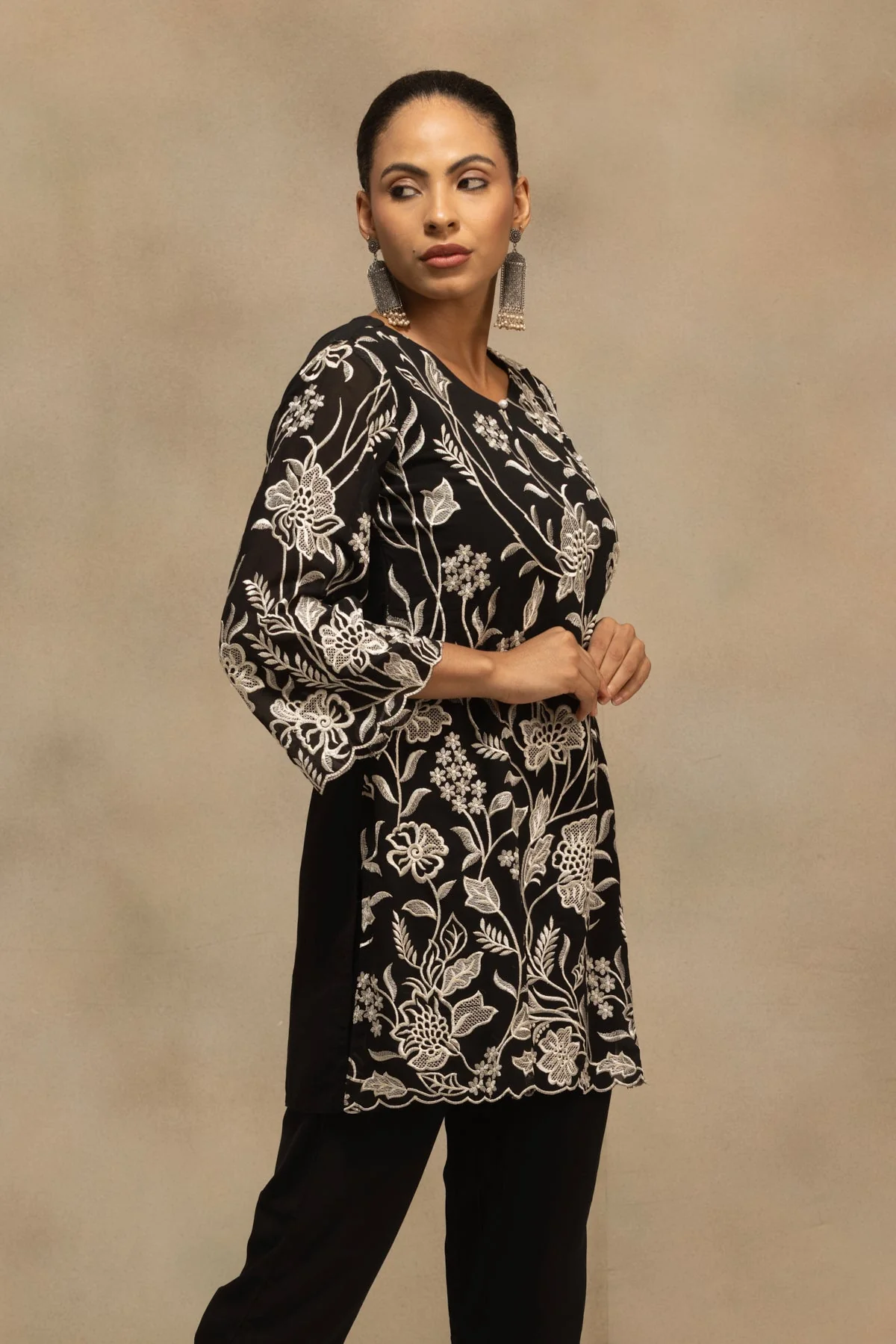 Black Embroidered Co-Ord Set - Image 2