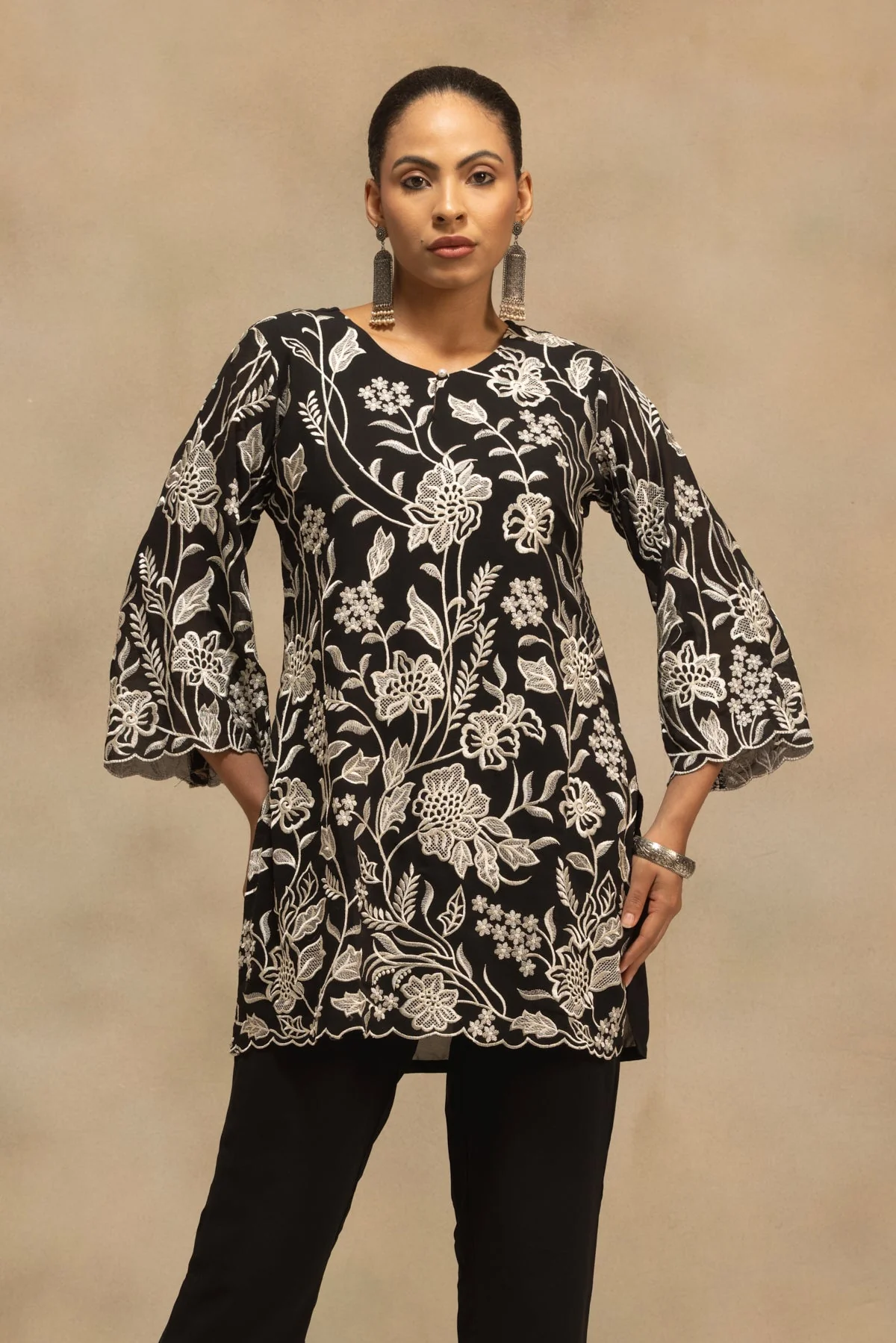 Black Embroidered Co-Ord Set - Image 3