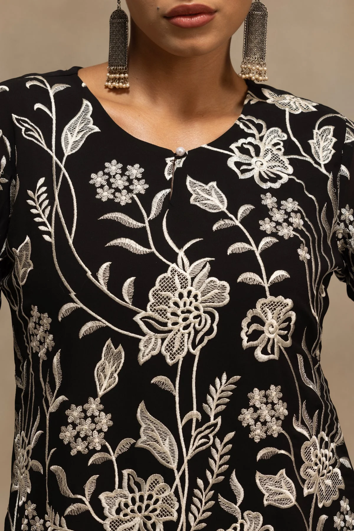 Black Embroidered Co-Ord Set - Image 4