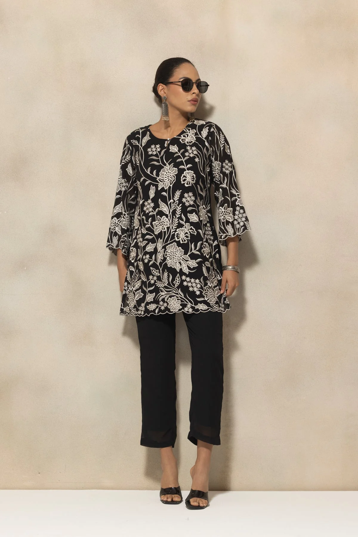 Black Embroidered Co-Ord Set - Image 7