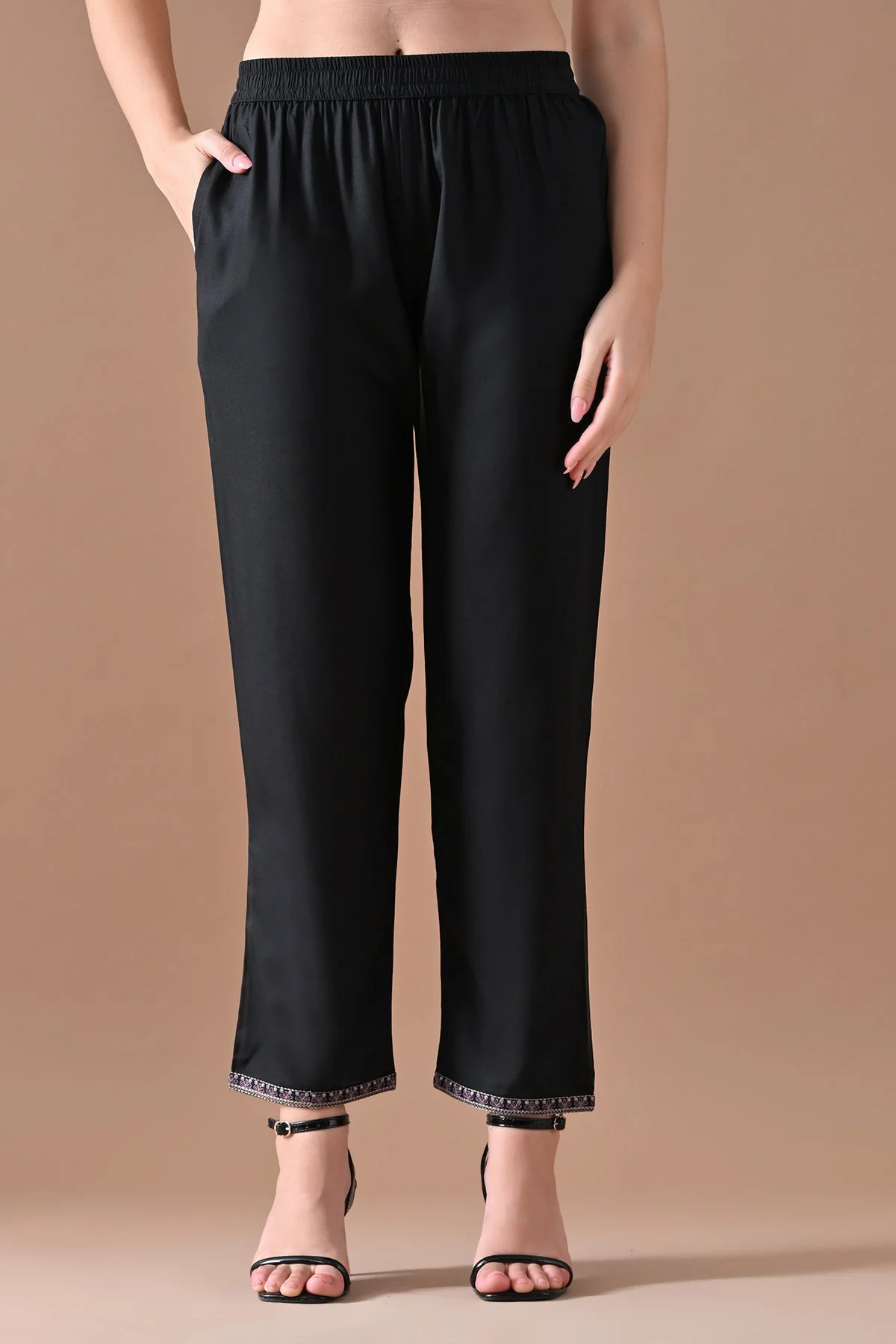 Black Embroidered Kurta 2 Pcs Set - Image 6