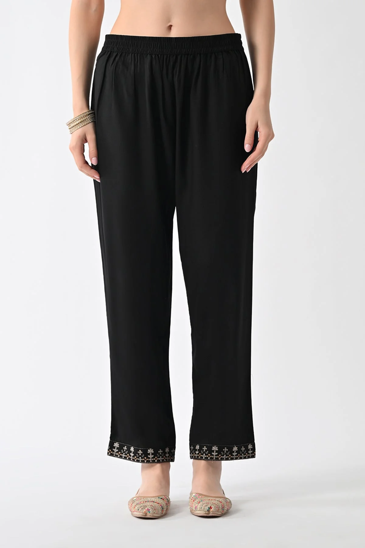 Black Embroidered Kurta 2 Pcs Set - Image 8