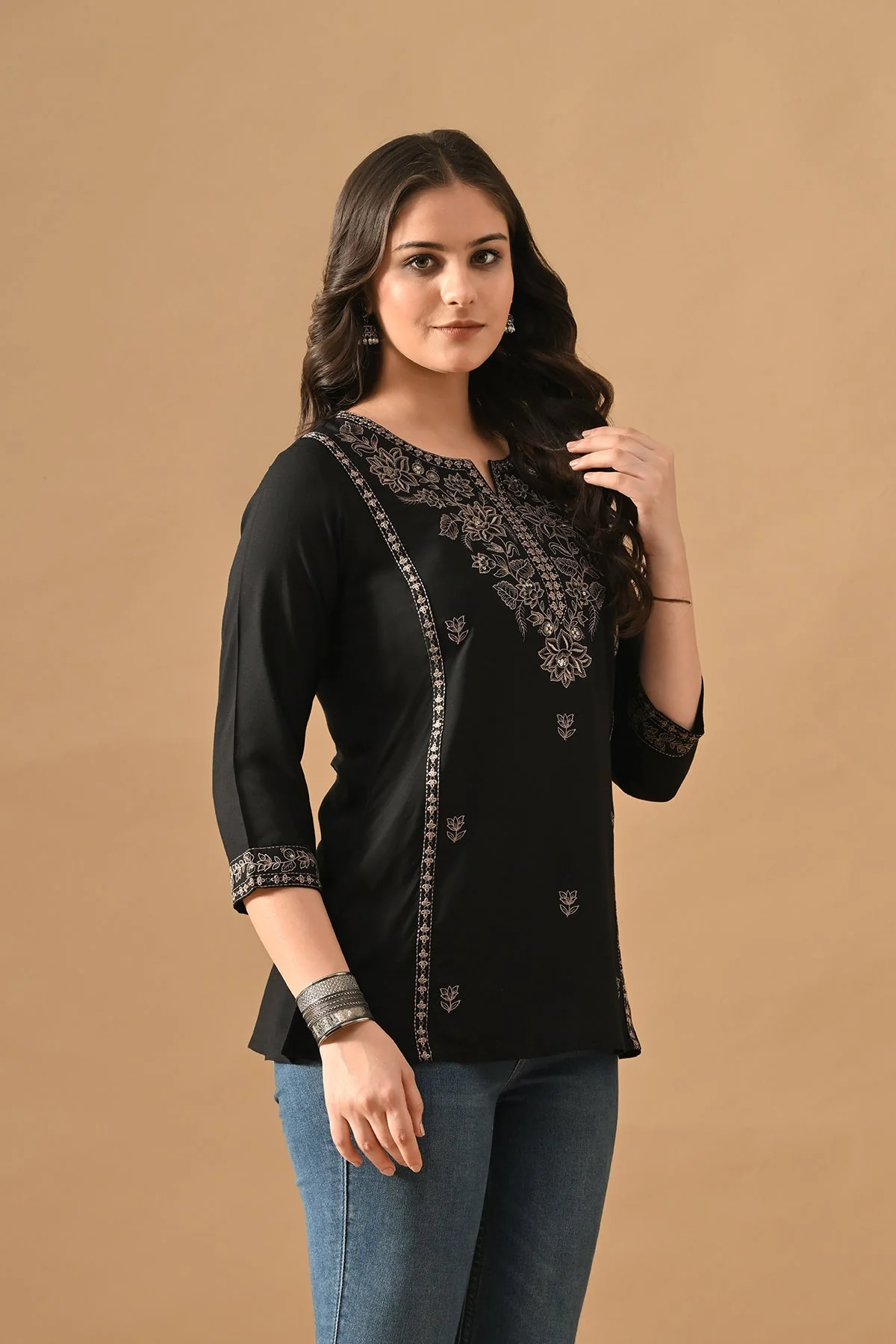 Black Embroidered Top - Image 3