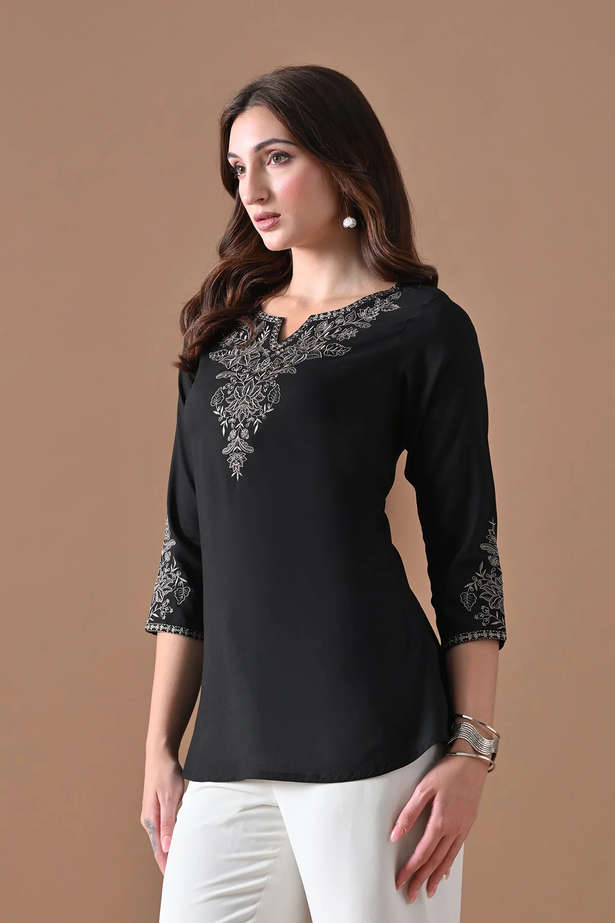 Black Embroidered Top - Image 2