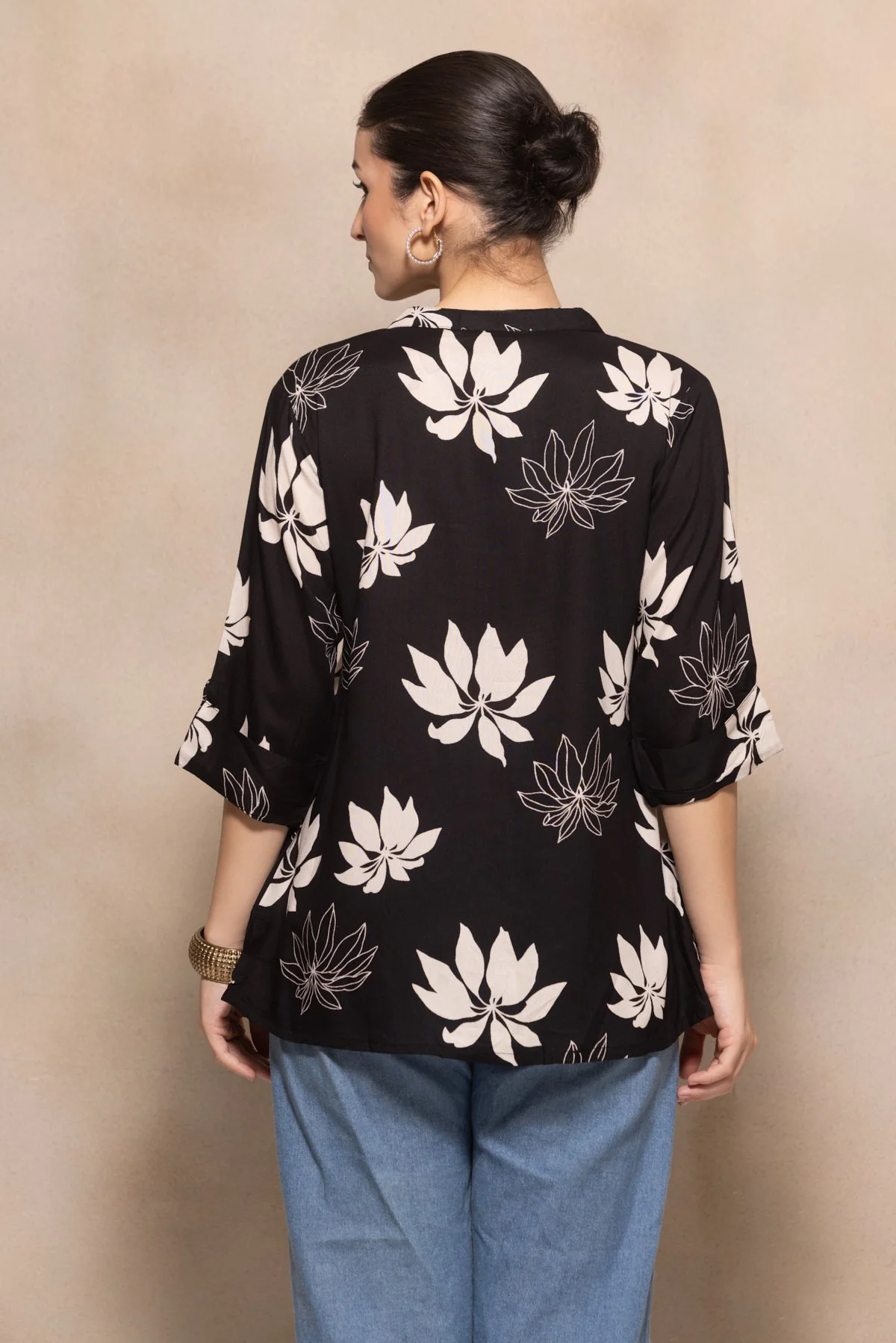 Black Floral Printed Top - Image 5