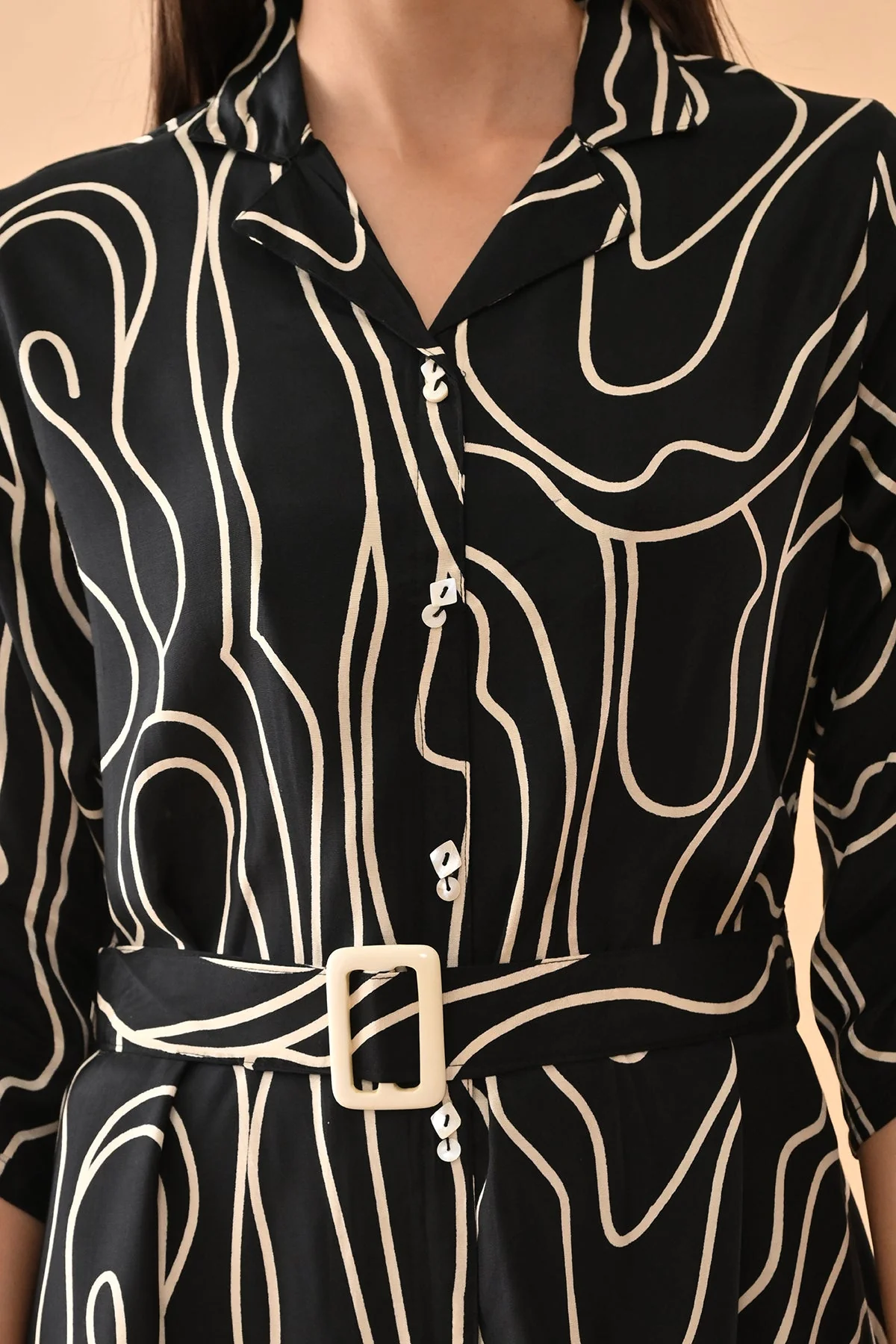 Black Printed A-line Dress - Image 5