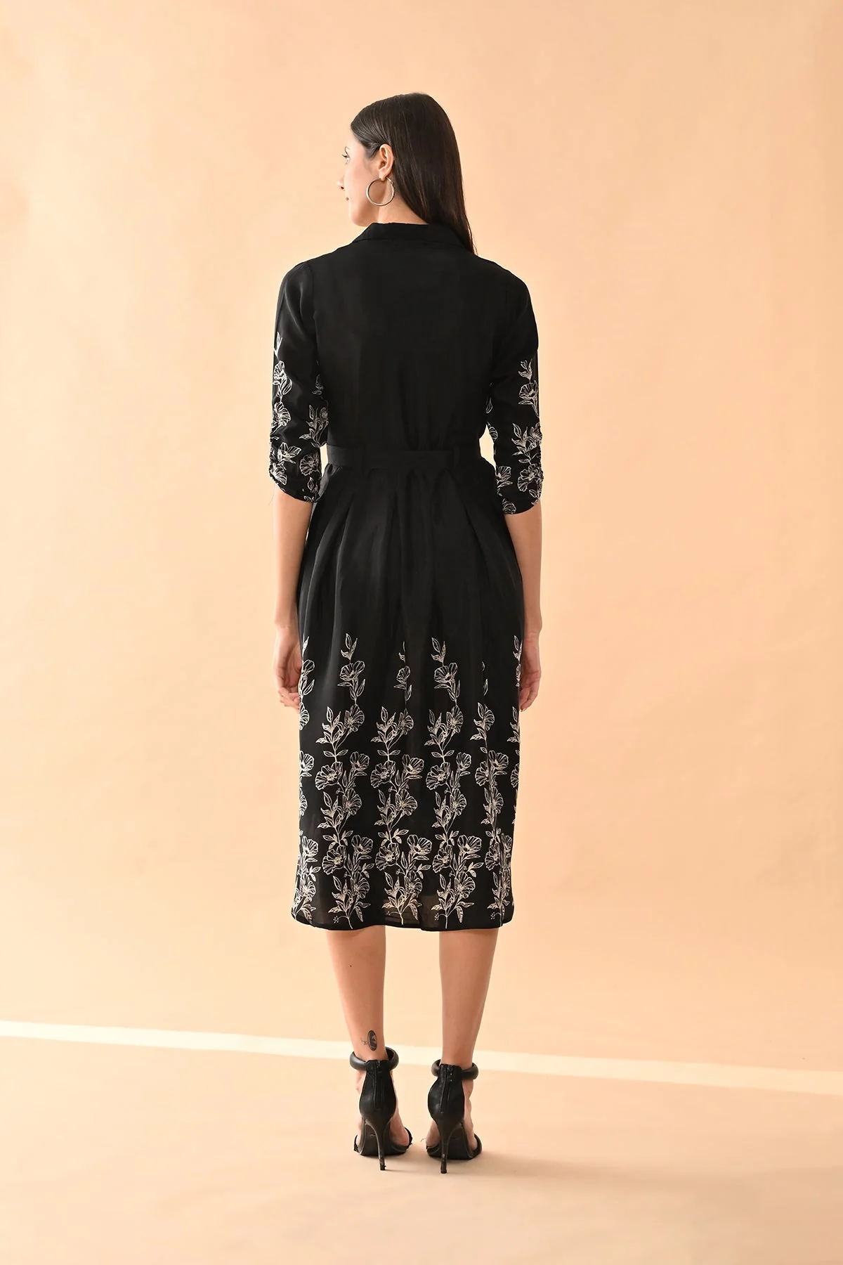 Black Printed A-line Dress - Image 6