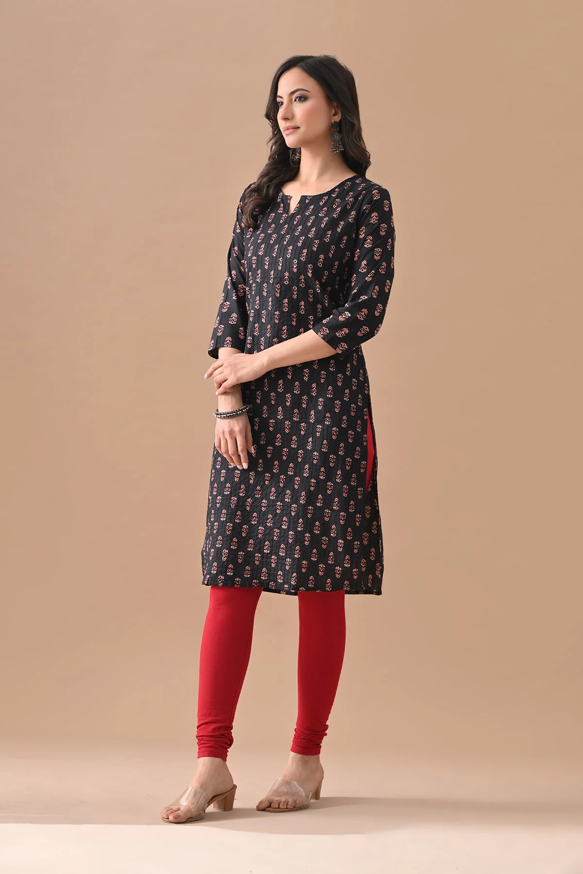 Black Printed Kurta - Image 3