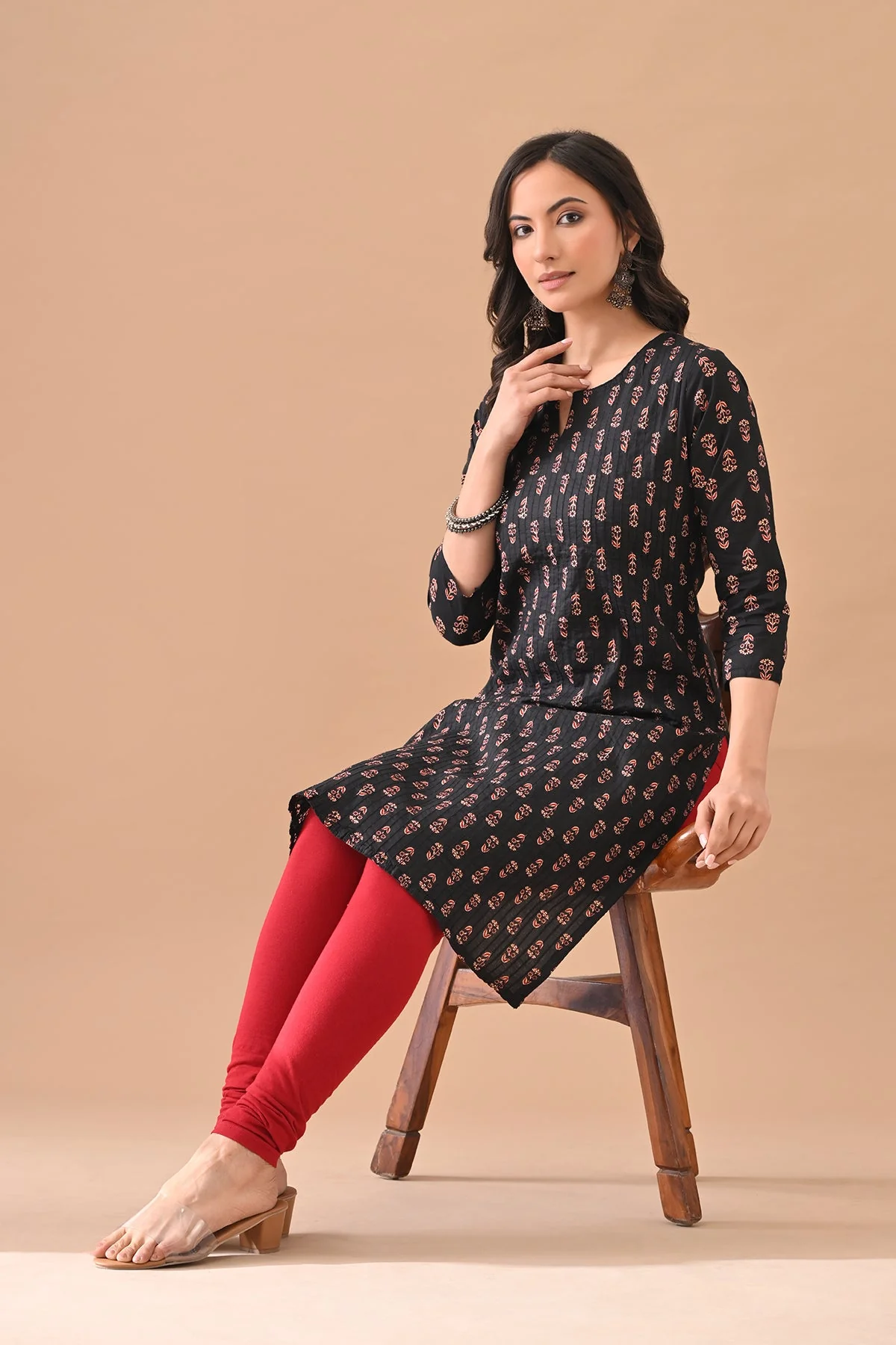 Black Printed Kurta - Image 6