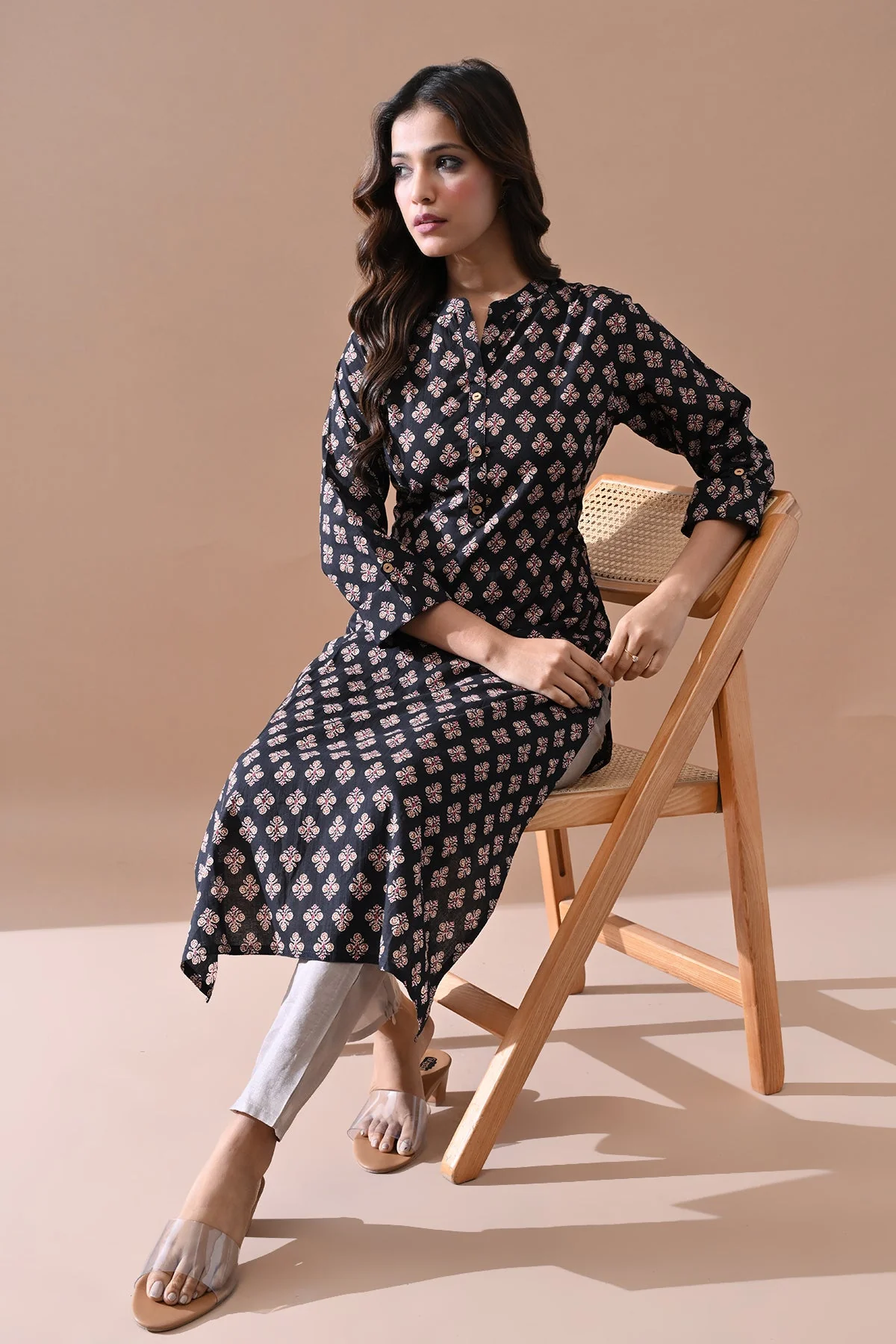 Black Printed Kurta - Image 6