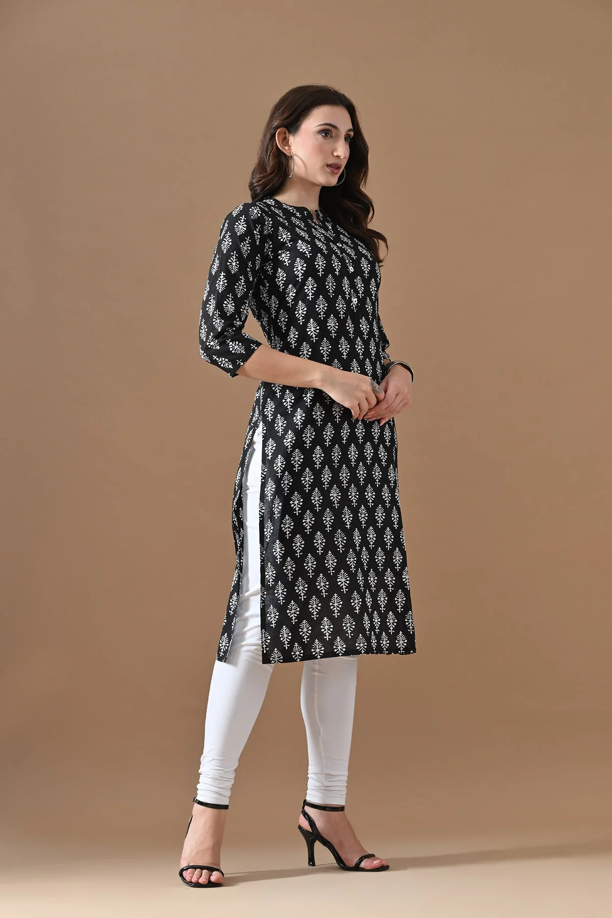 Black Printed Kurta - Image 3