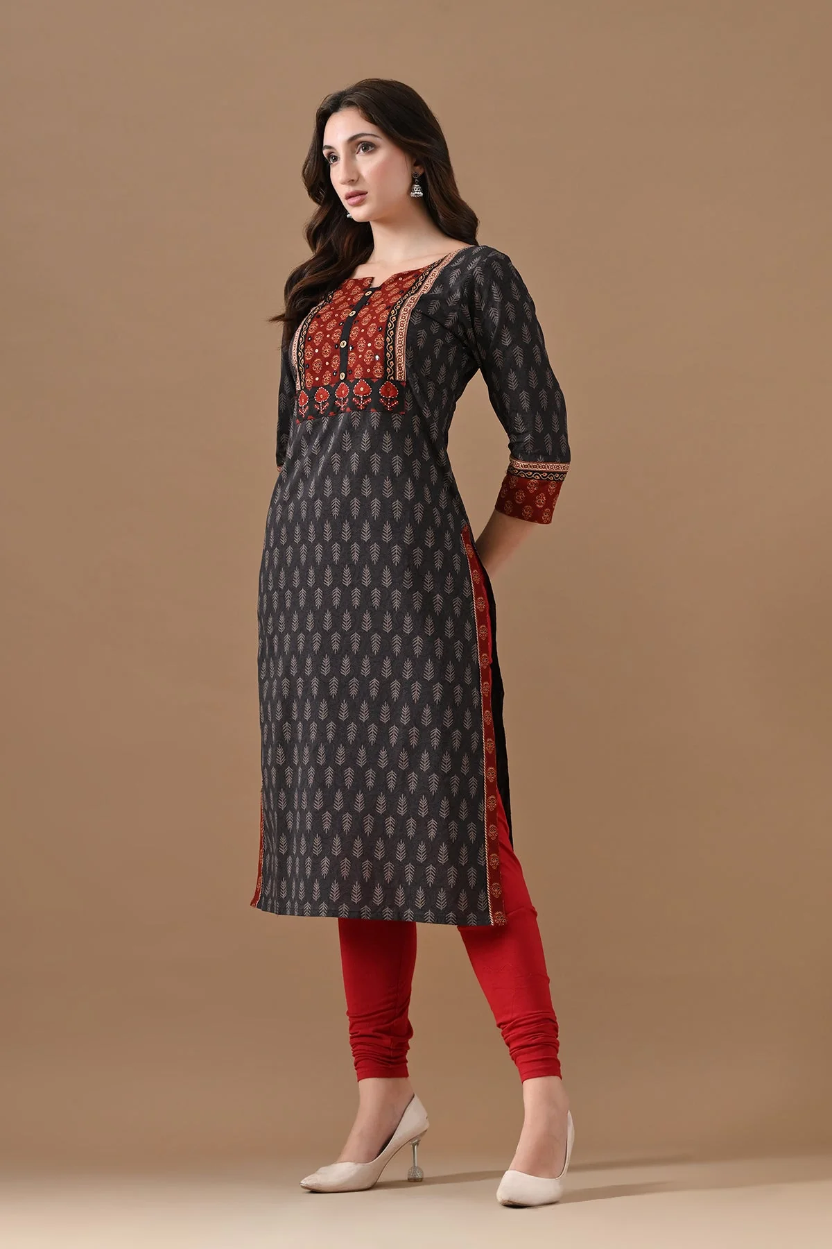 Black Printed Kurta - Image 2