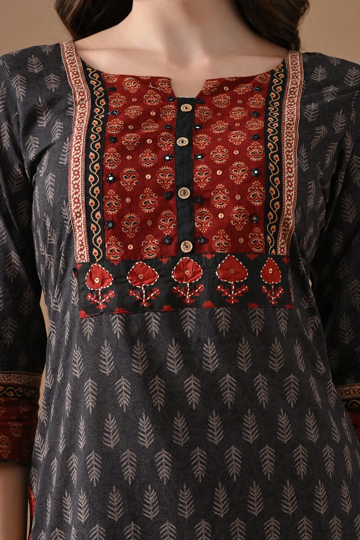 Black Printed Kurta - Image 4