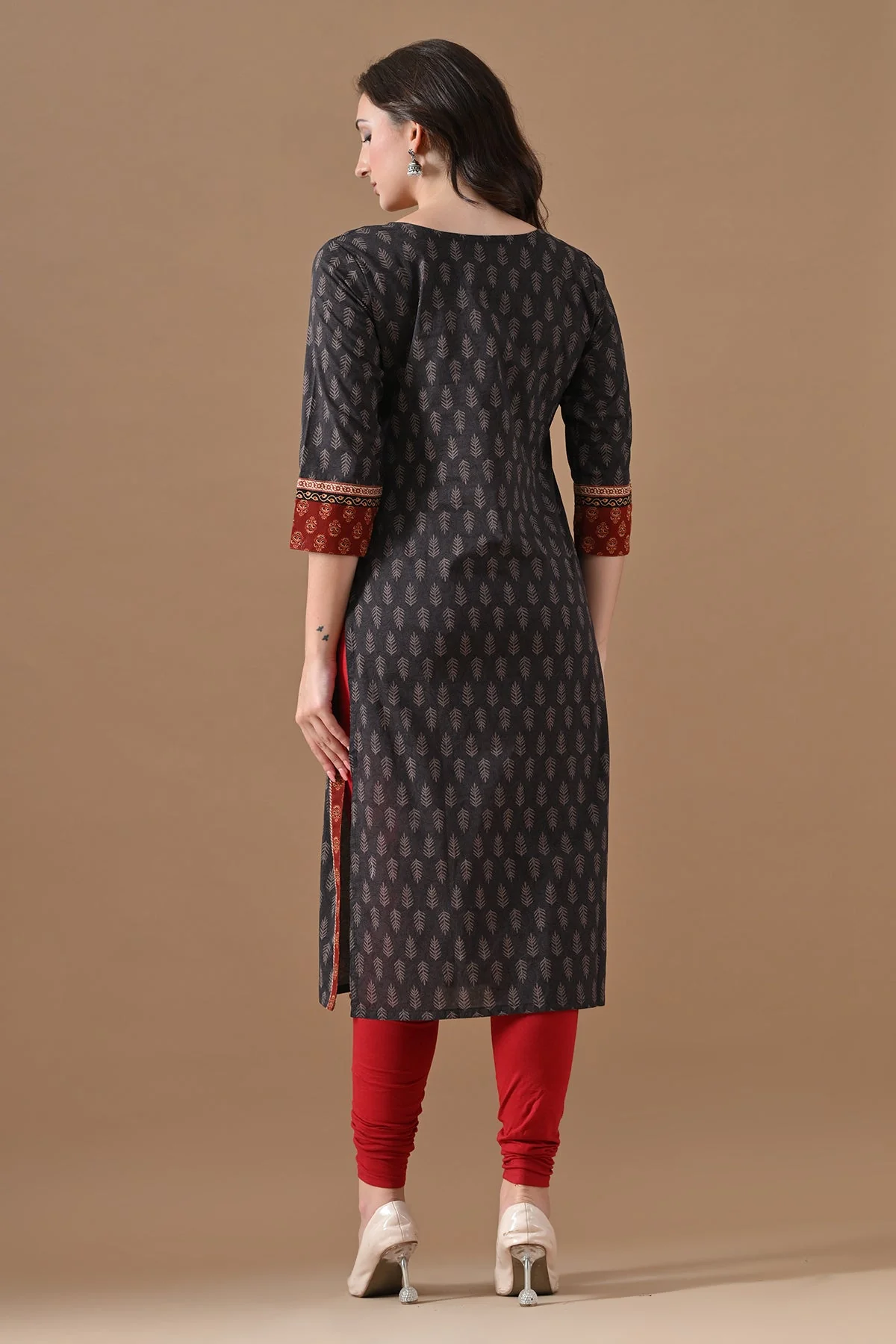Black Printed Kurta - Image 5