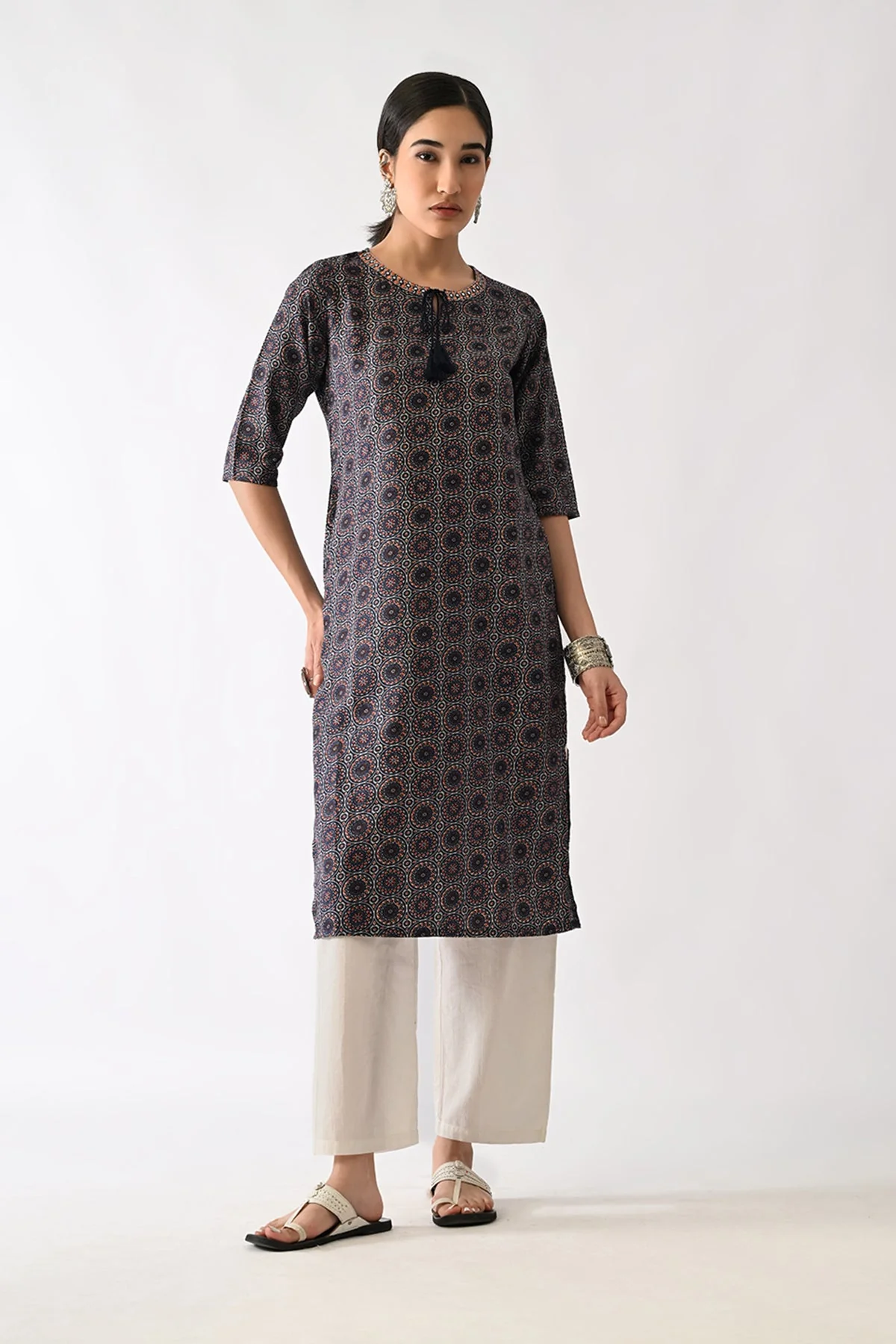 Black Printed Kurta - Image 4