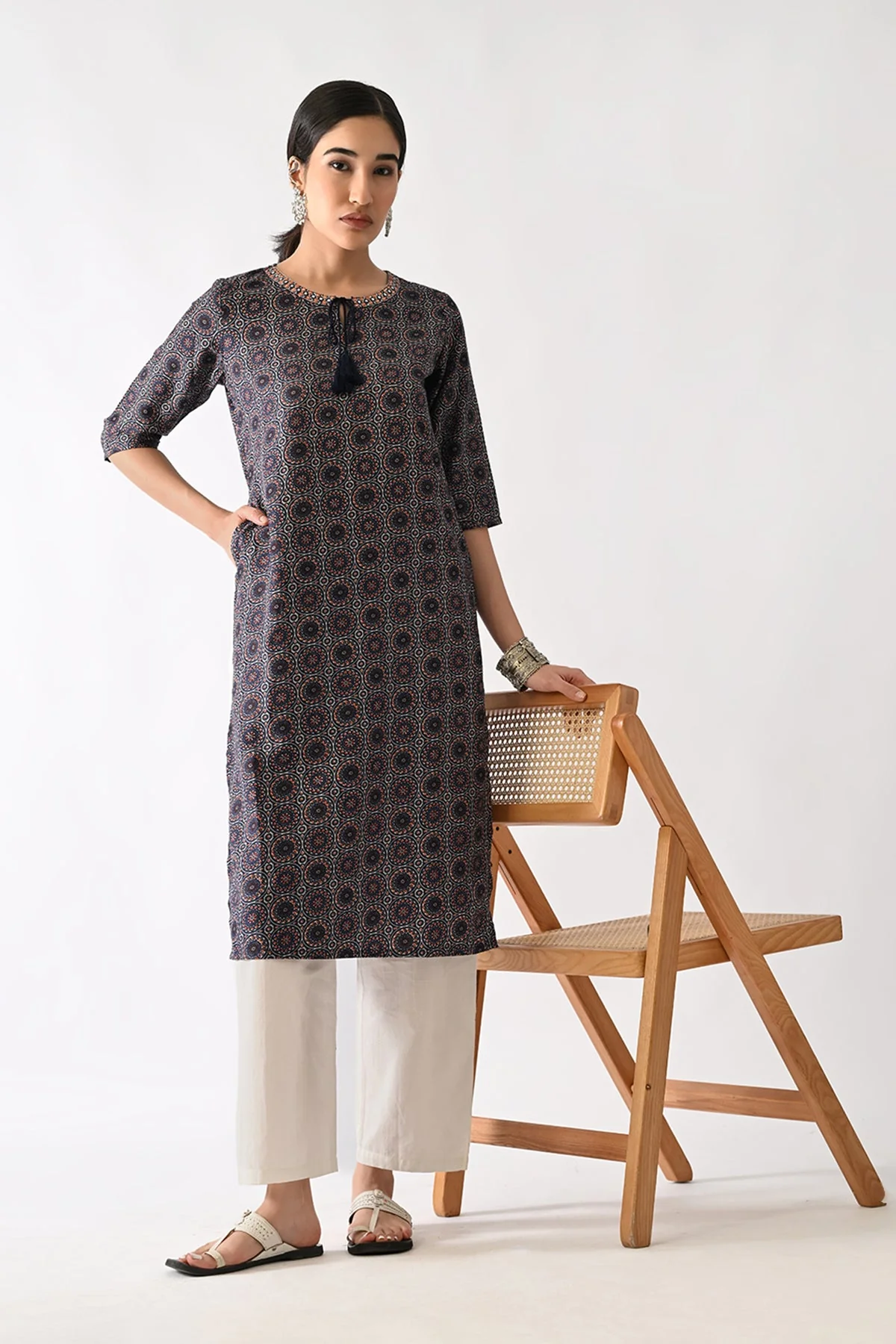 Black Printed Kurta - Image 7