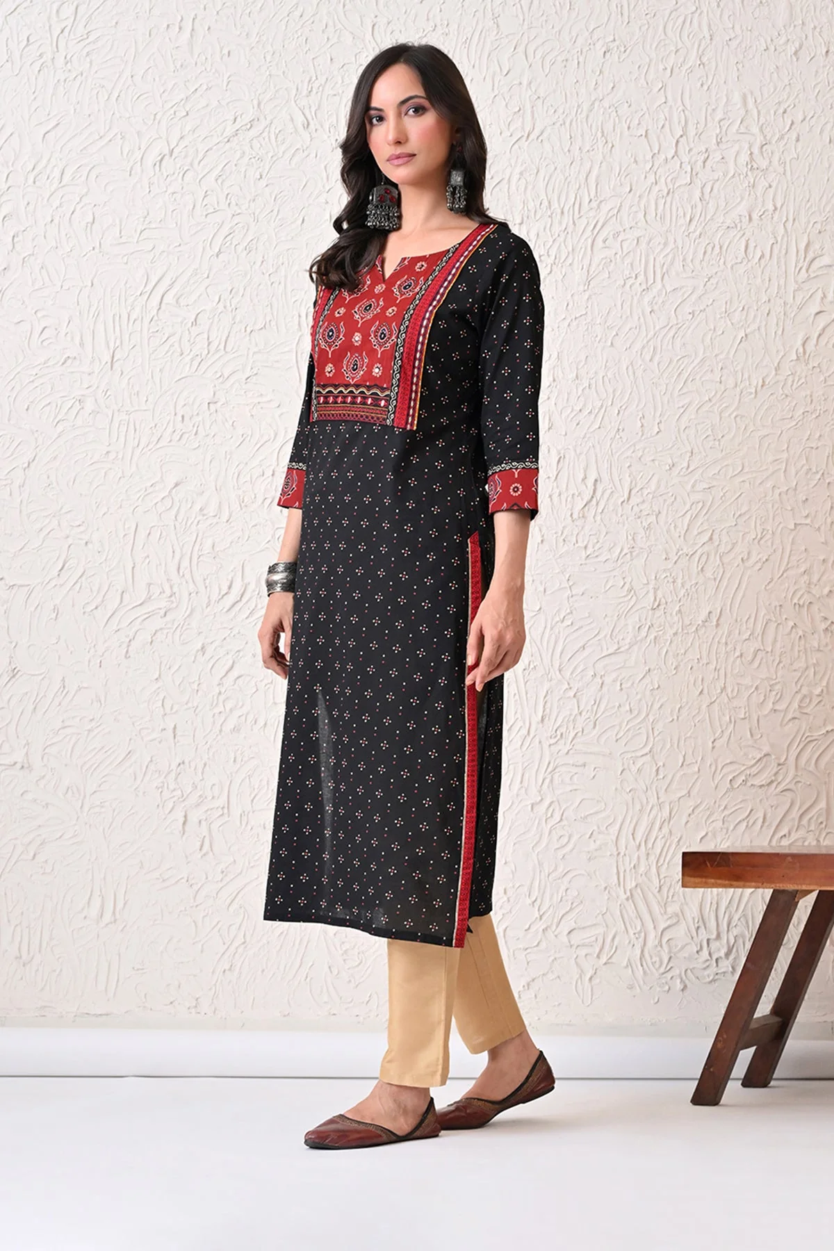 Black Printed Kurta - Image 2