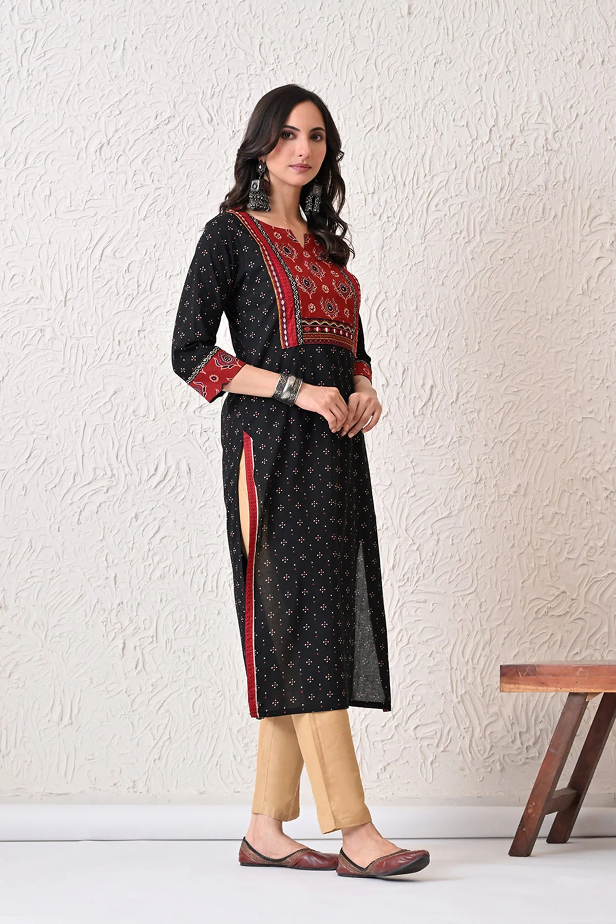 Black Printed Kurta - Image 3