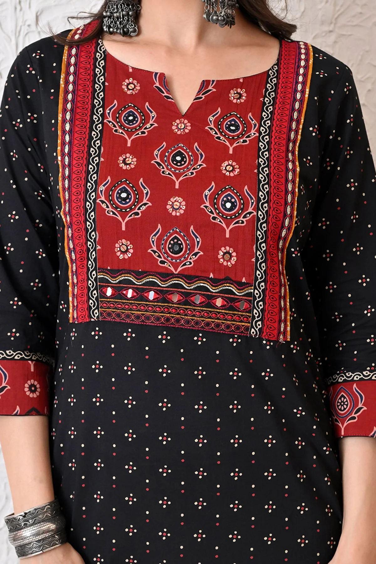 Black Printed Kurta - Image 4