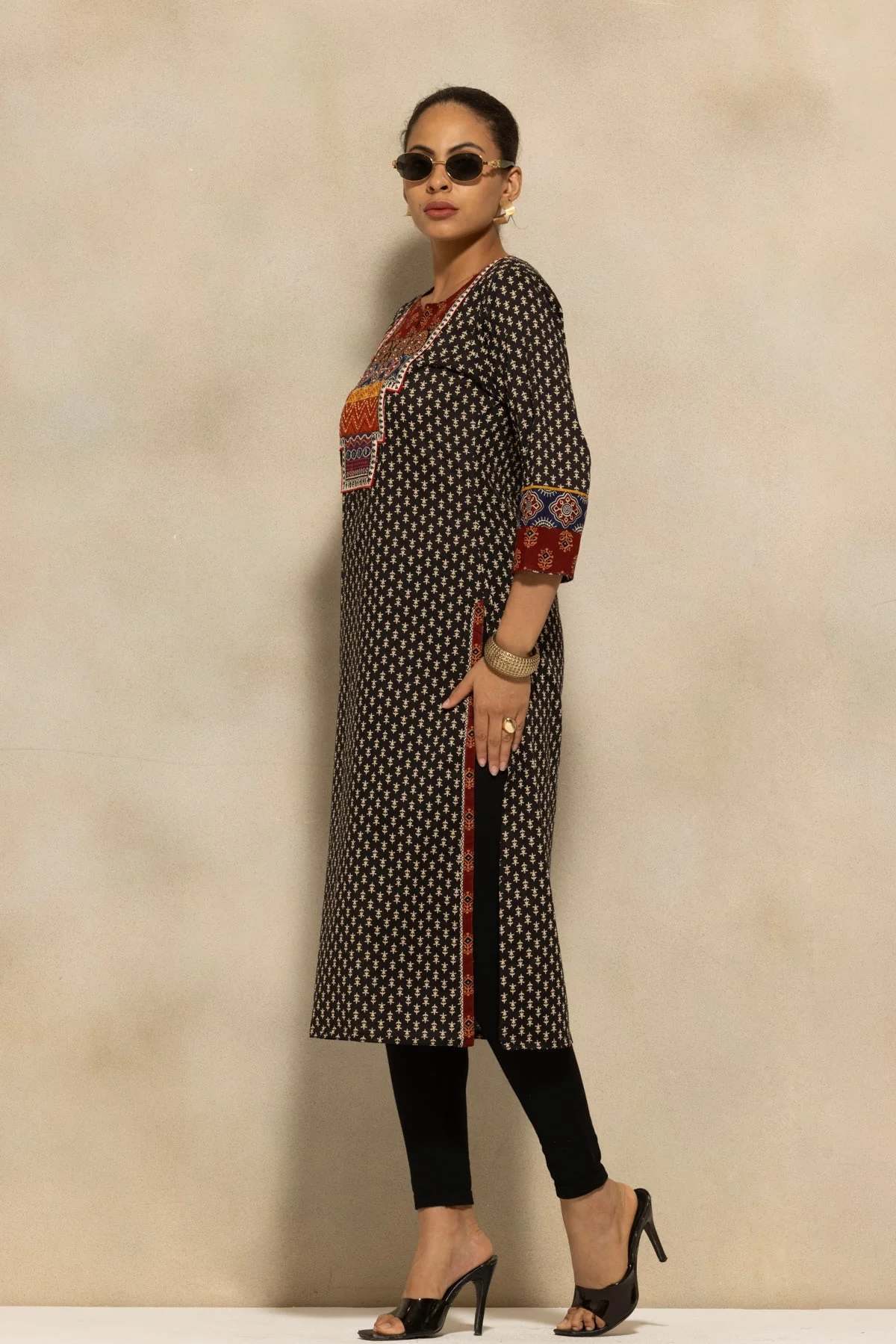 Black Printed Kurta - Image 2