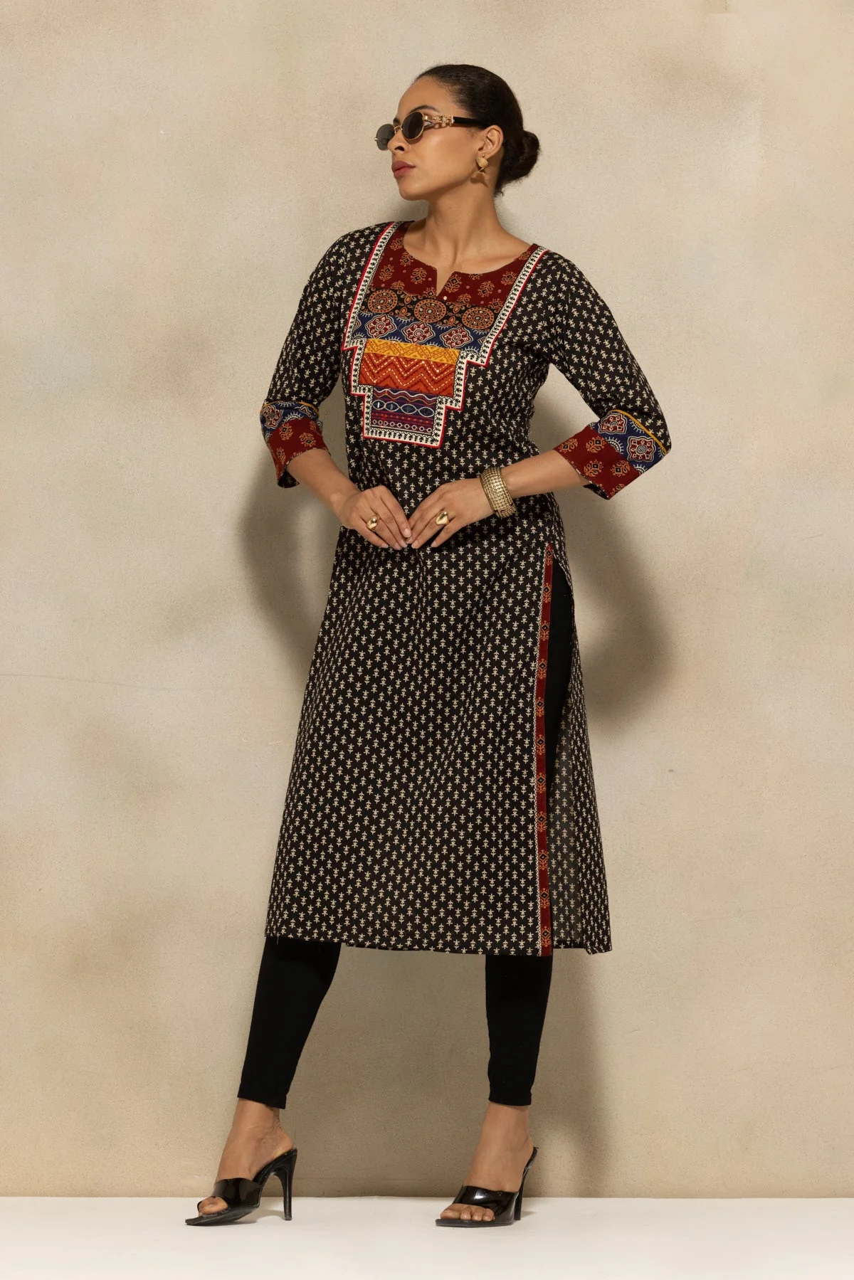 Black Printed Kurta - Image 7