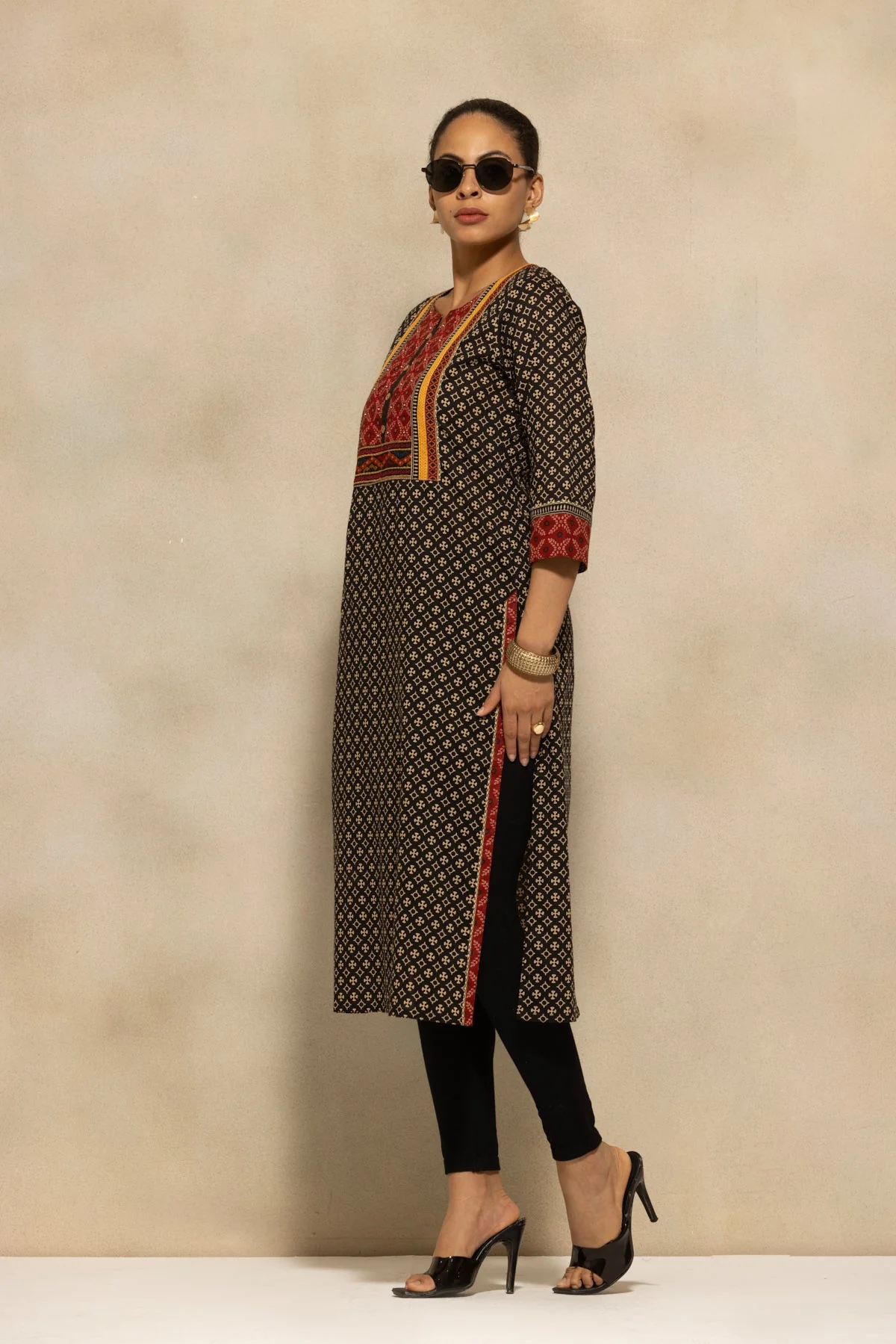 Black Printed Kurta - Image 2