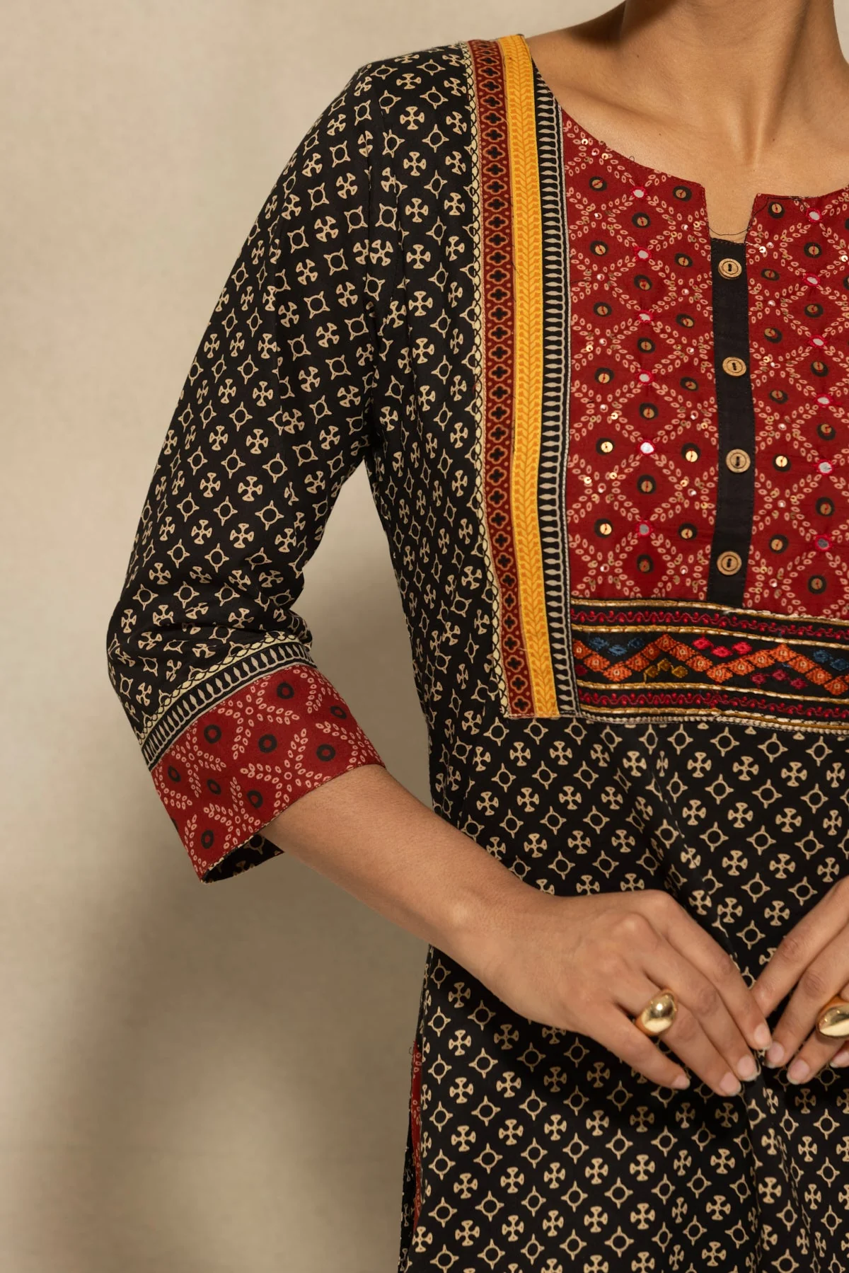 Black Printed Kurta - Image 6
