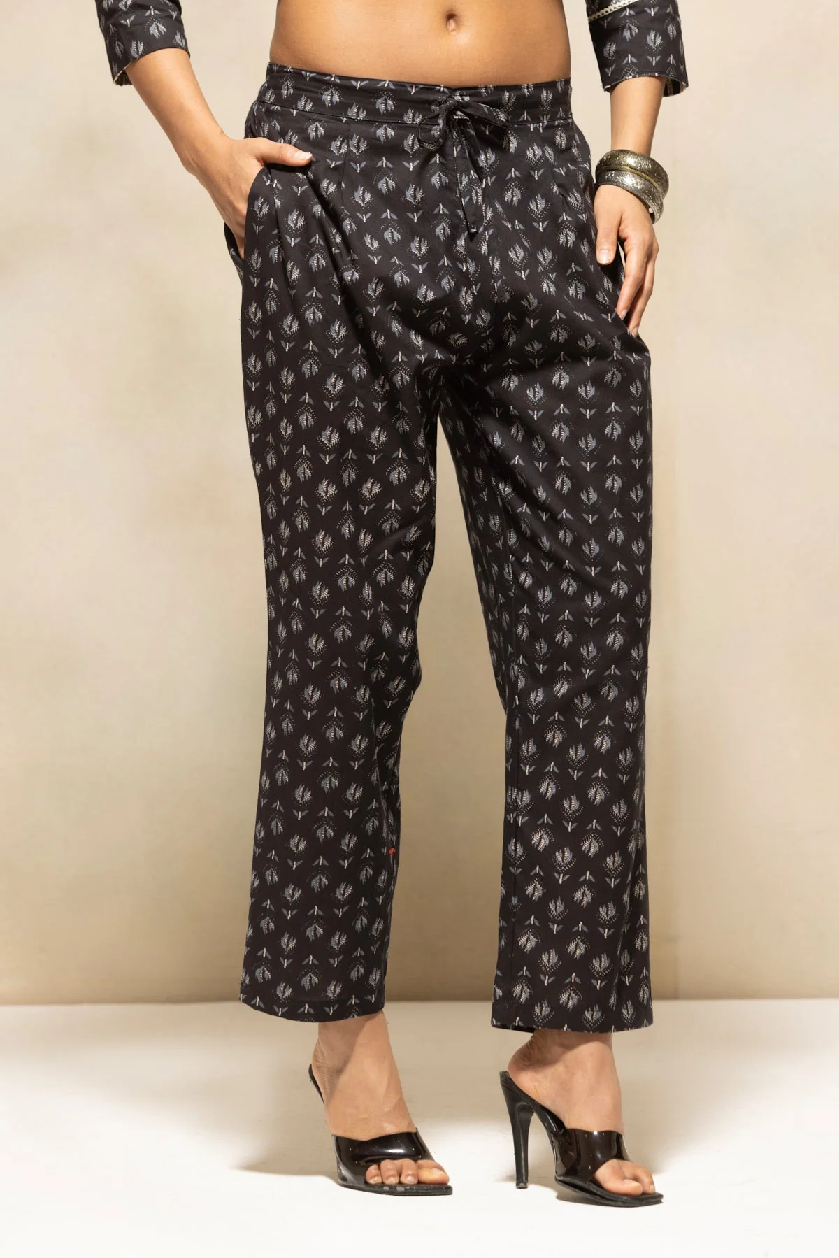 Black Printed Kurta 3 Pcs Set - Image 5