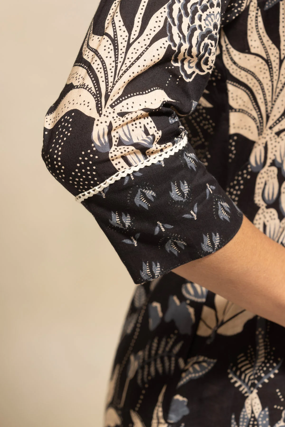 Black Printed Kurta 3 Pcs Set - Image 6