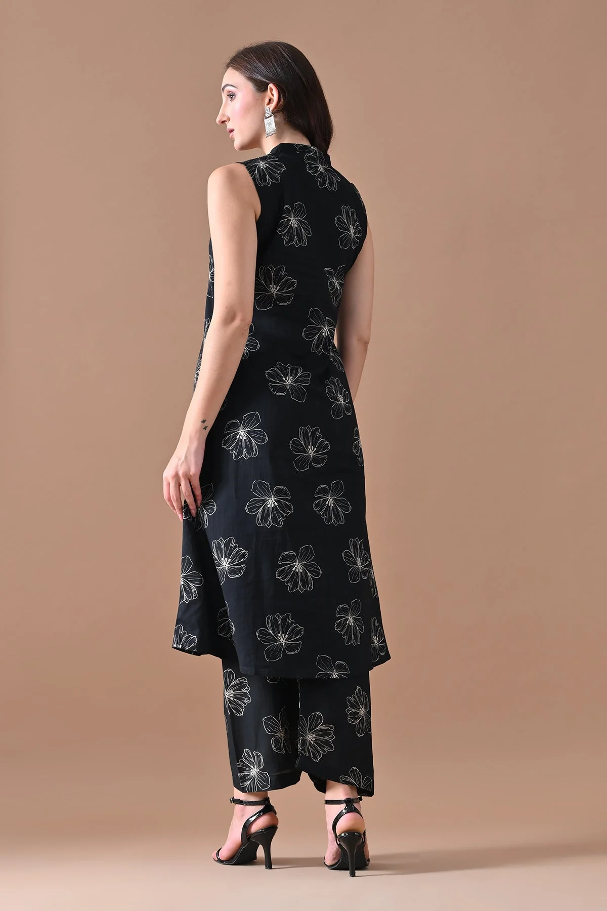 Black Printed Kurta 2 Pcs Set - Image 5