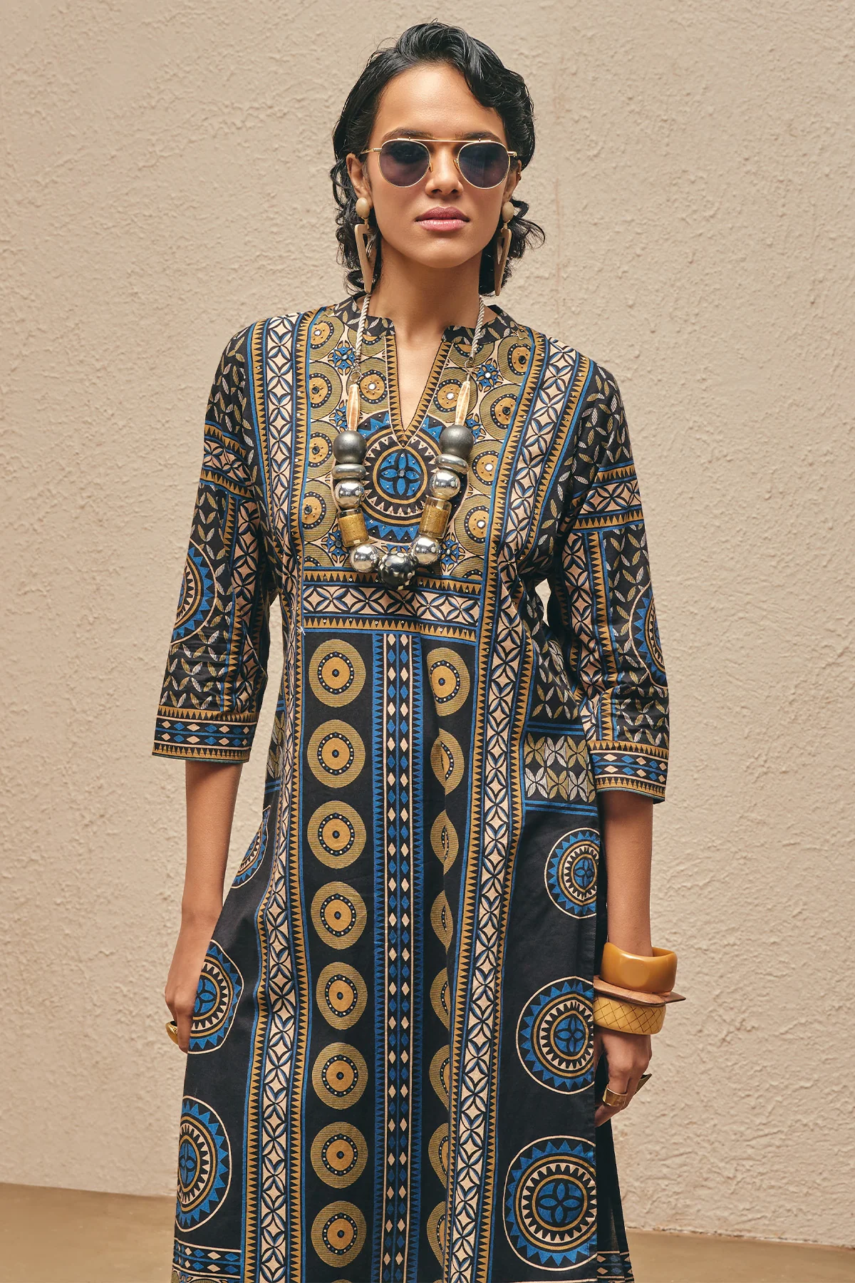 Black Printed Kurta 2 Pcs Set - Image 2