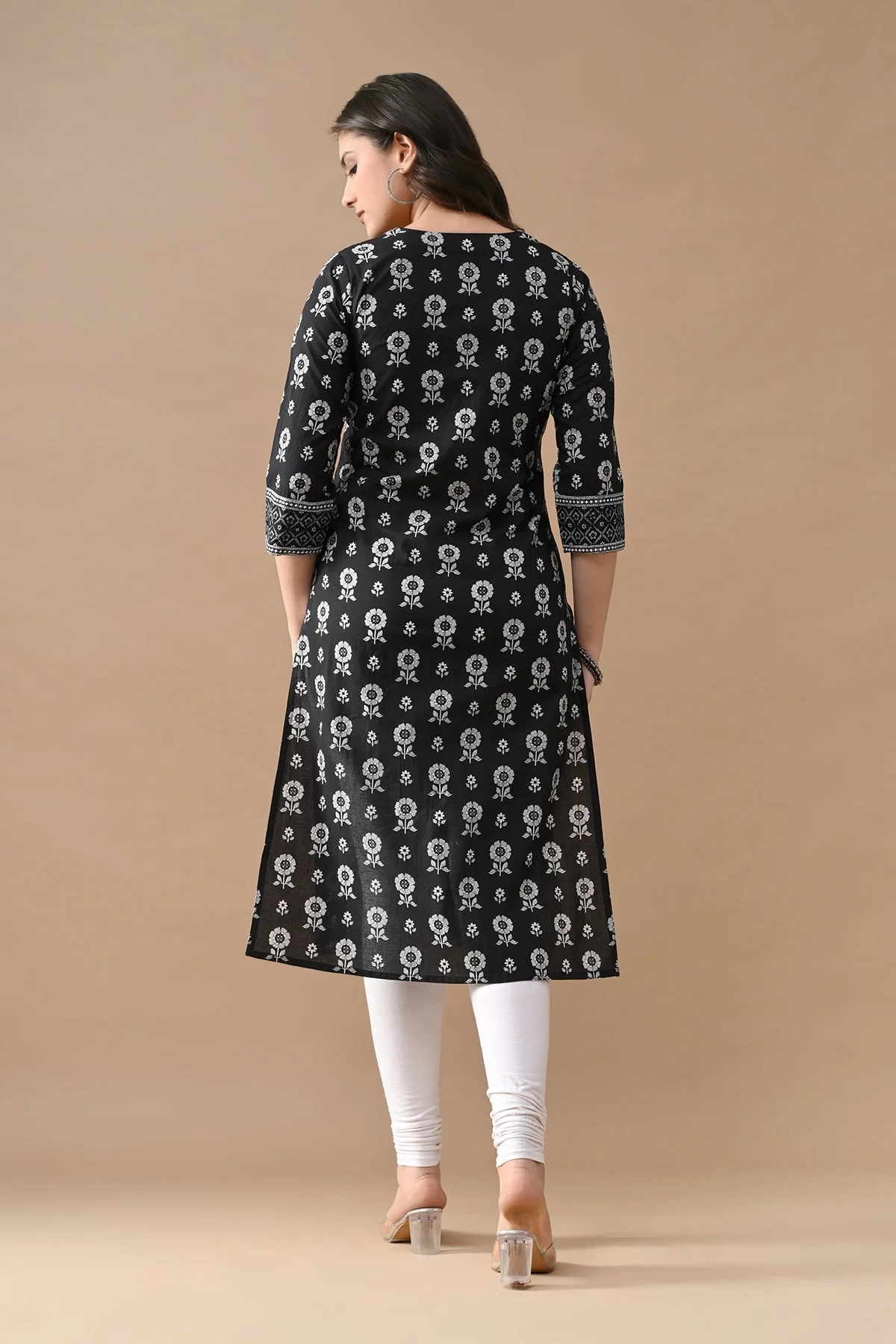 Black Printed Straight Kurta - Image 5