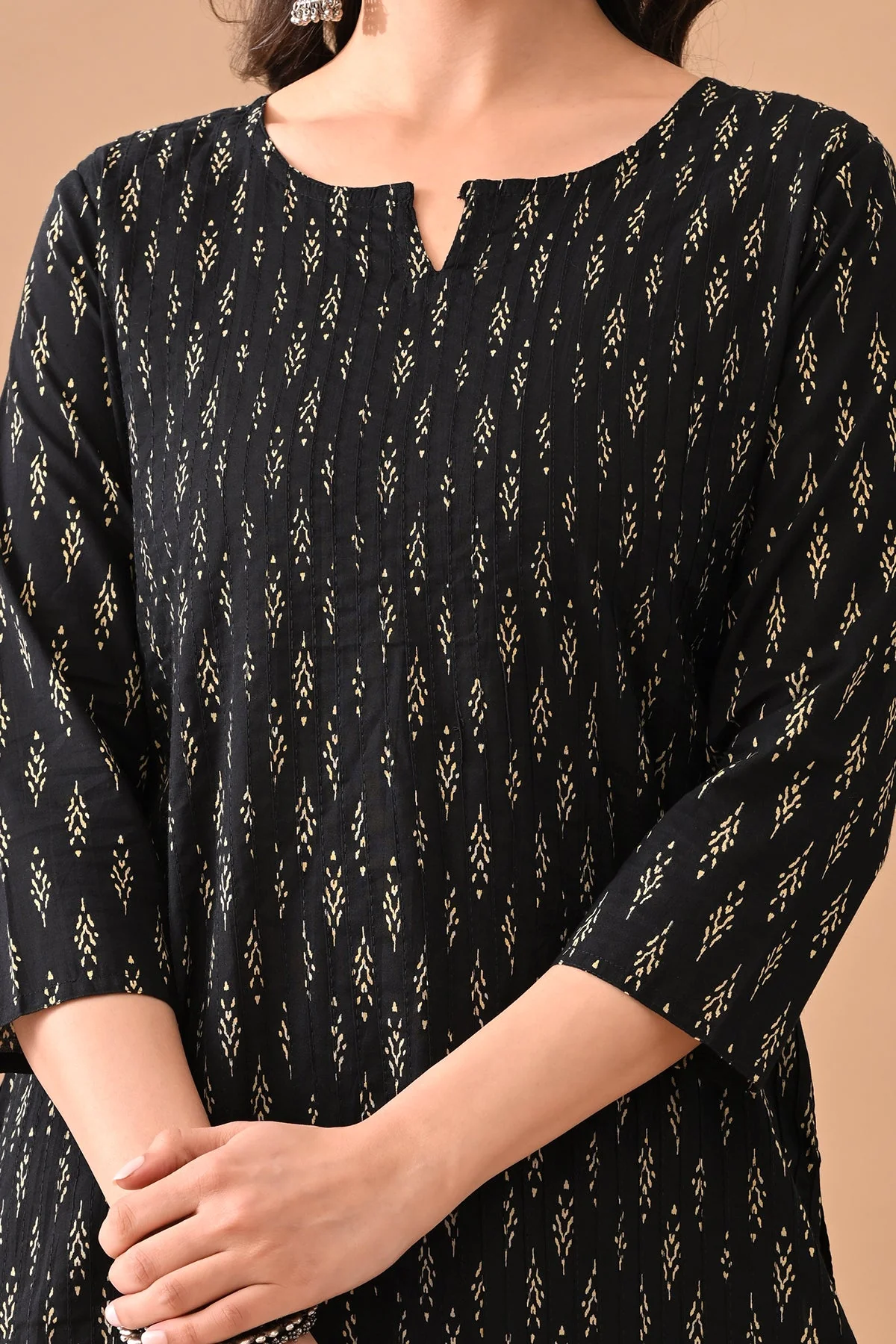 Black Printed Straight Kurta - Image 4