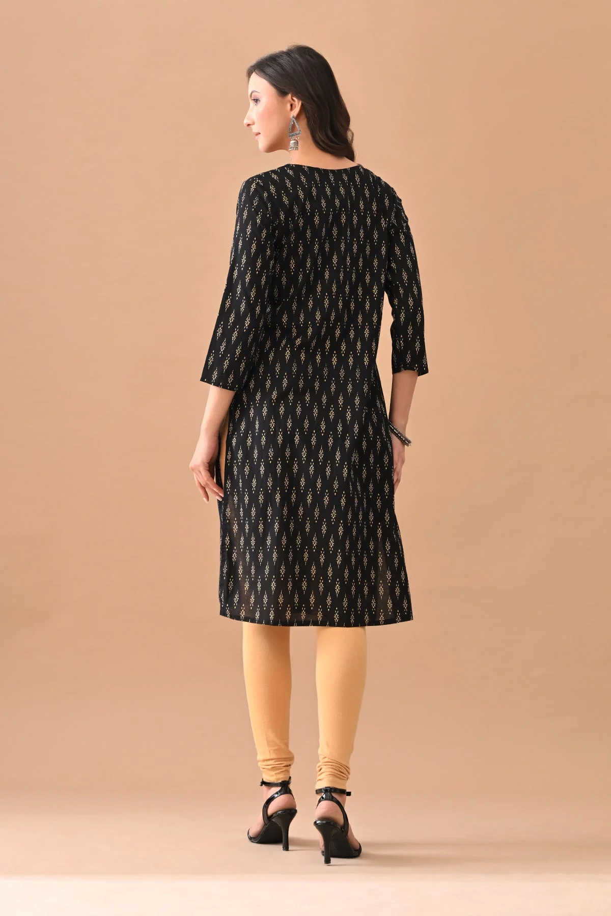 Black Printed Straight Kurta - Image 5