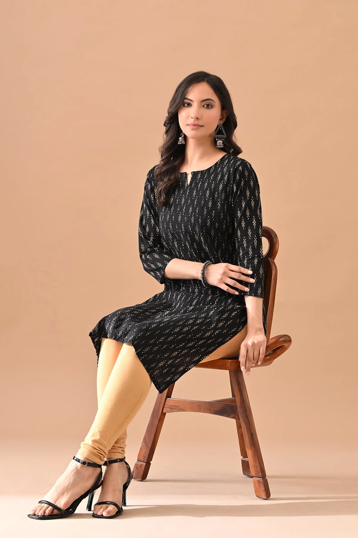 Black Printed Straight Kurta - Image 6