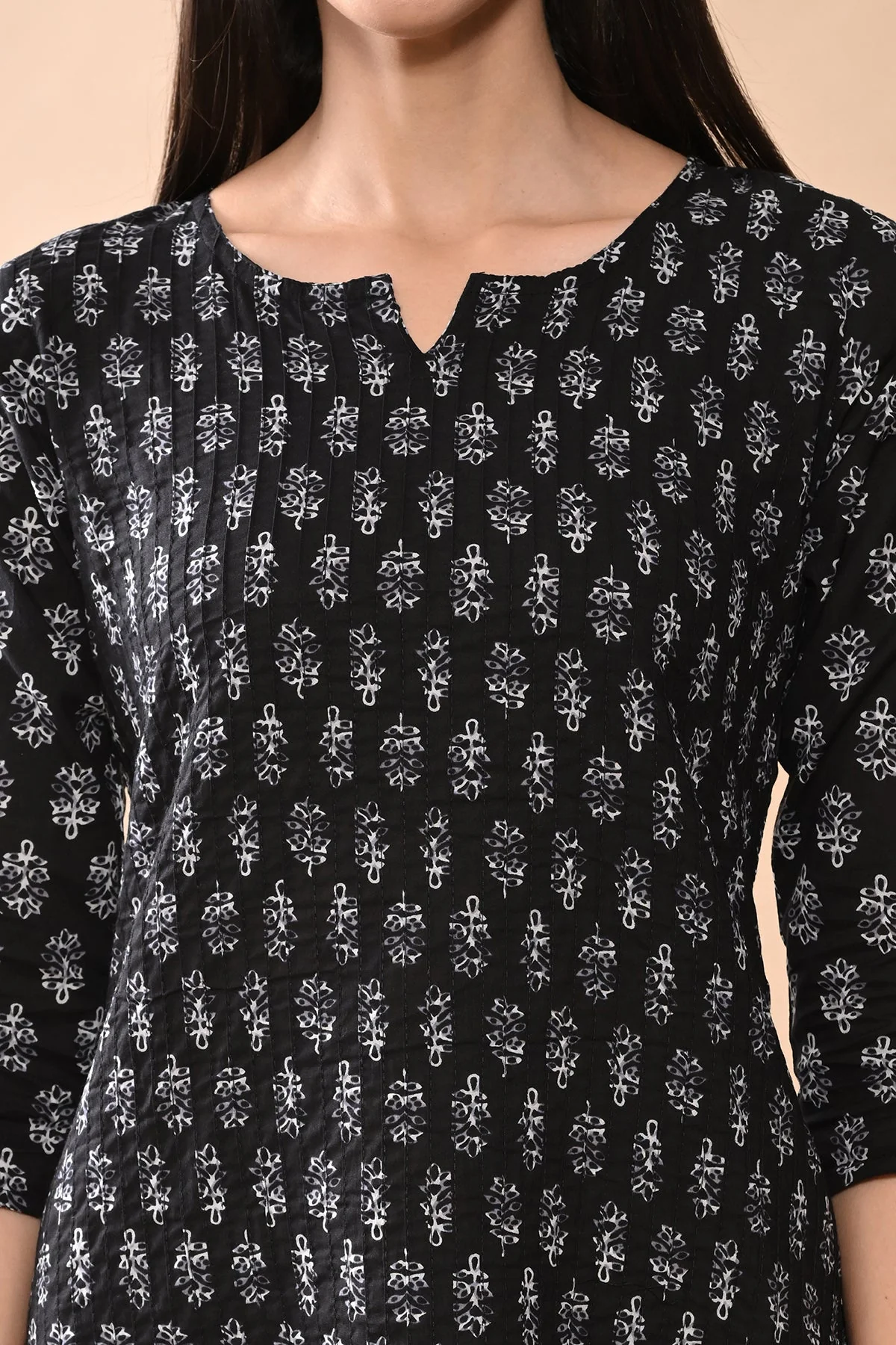 Black Printed Straight Kurta - Image 5