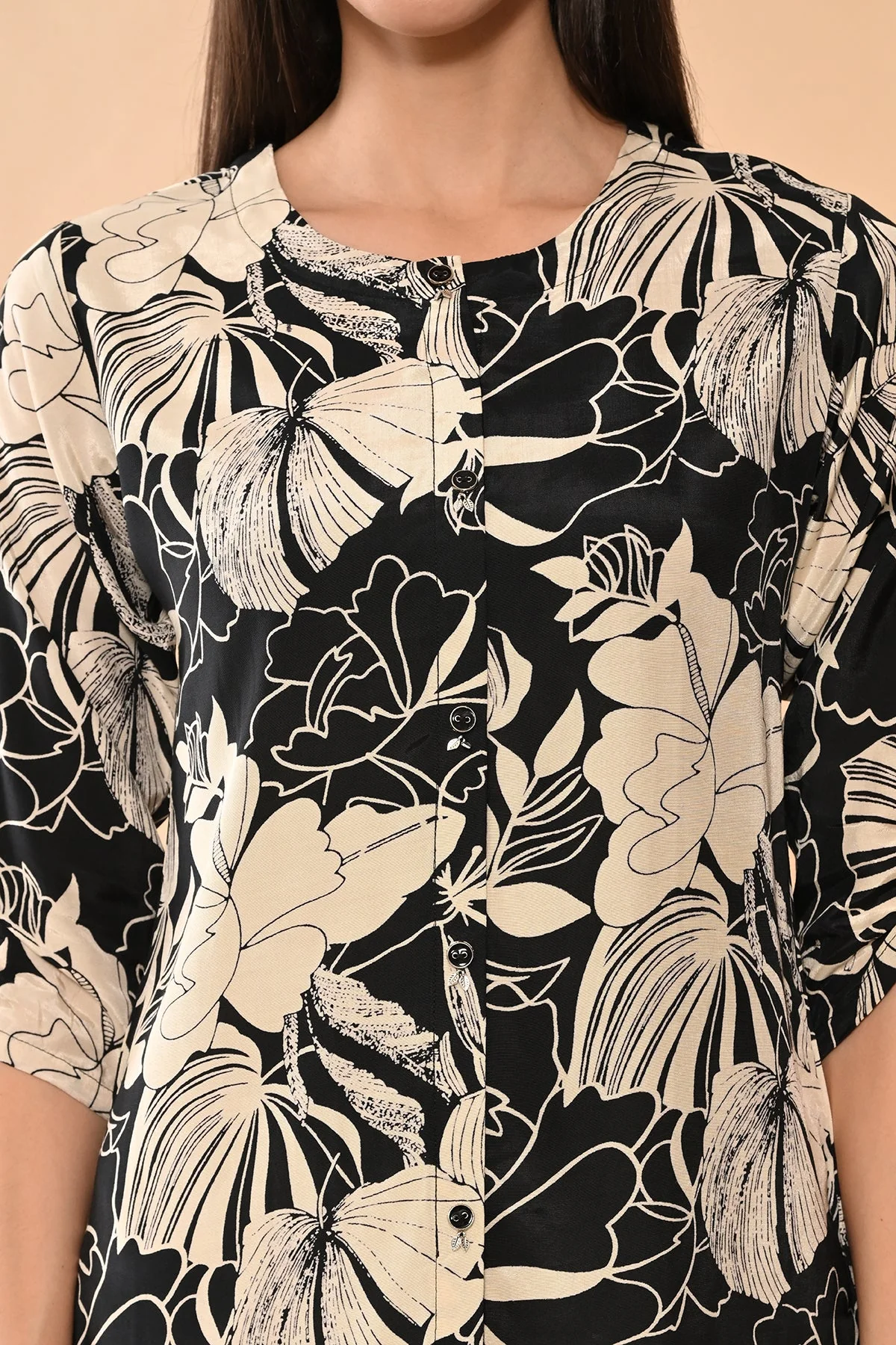Black Printed Straight Top - Image 5