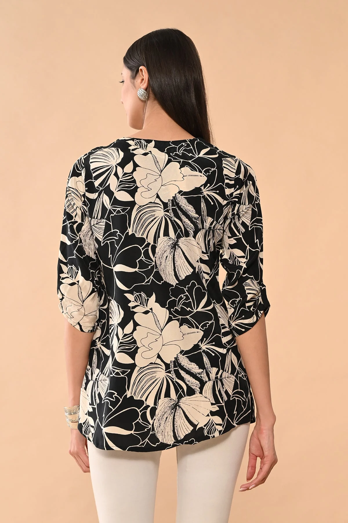 Black Printed Straight Top - Image 6