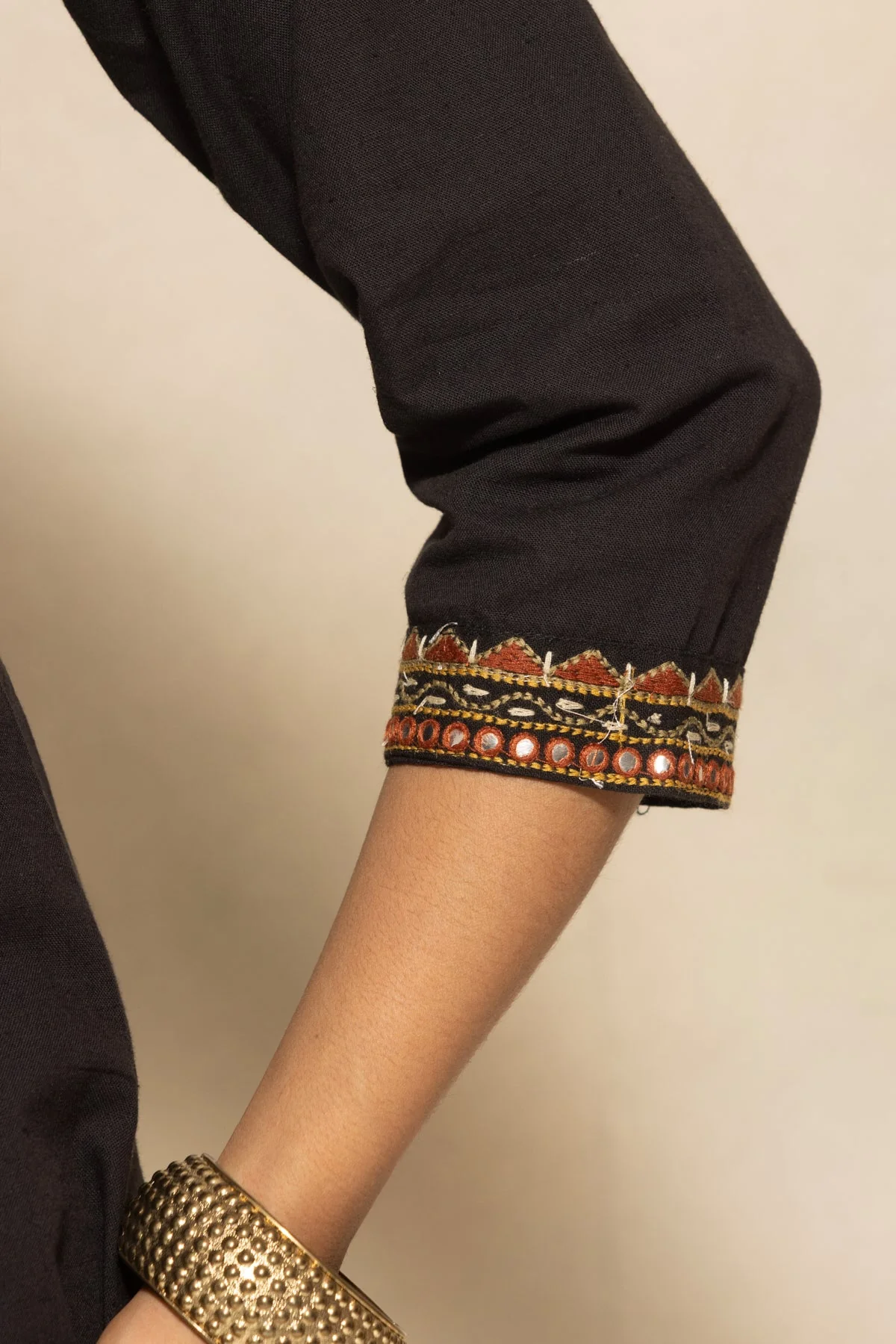 Black Self Design A-line Kurta - Image 6