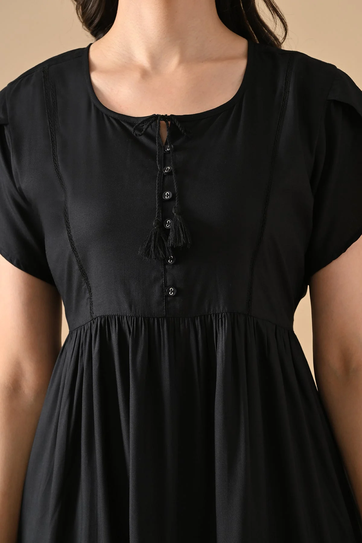 Black Solid Flared Tunic - Image 5