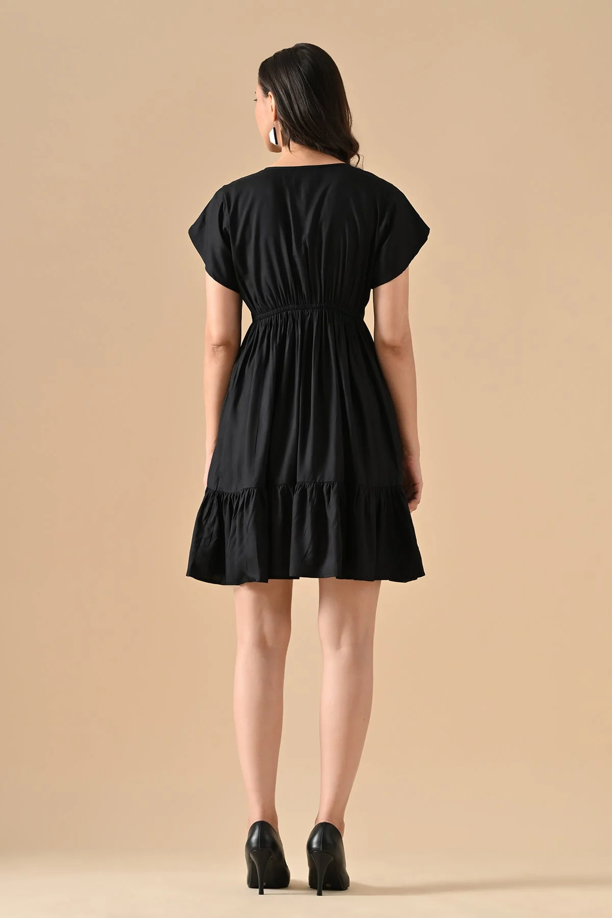 Black Solid Flared Tunic - Image 6