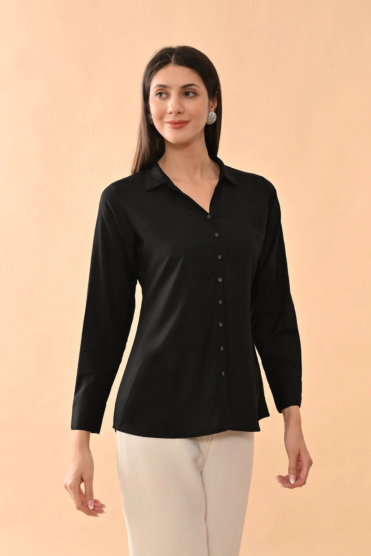 Black Solid Straight Top - Image 4
