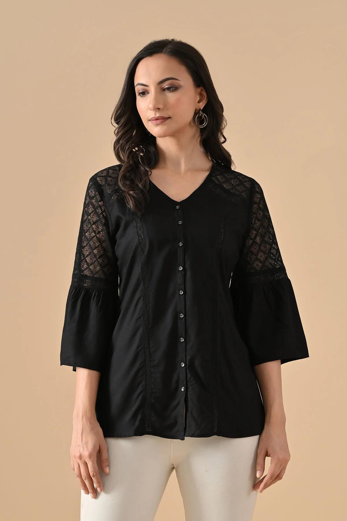 Black Solid Straight Top - Image 2