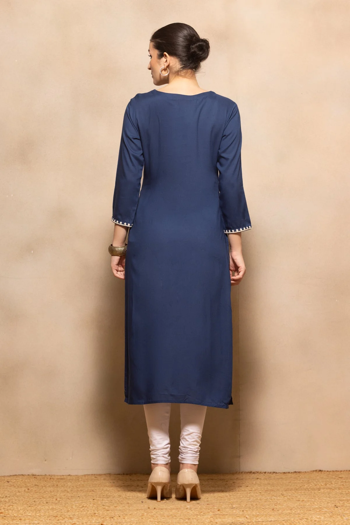 Blue Embroidered Kurta - Image 5