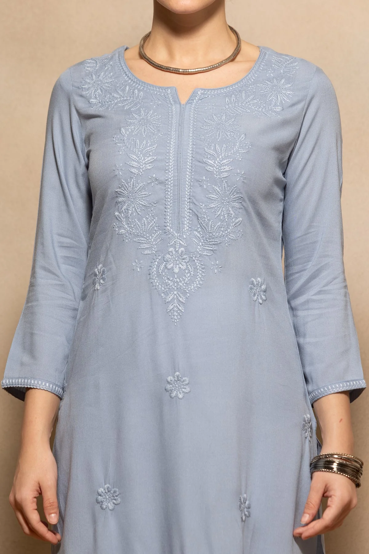 Blue Embroidered Kurta - Image 4